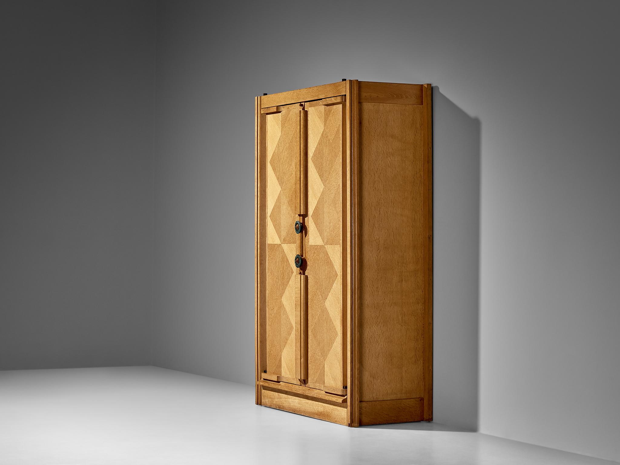 Guillerme & Chambron Large Cabinet in Oak with Ceramic Handles  5
