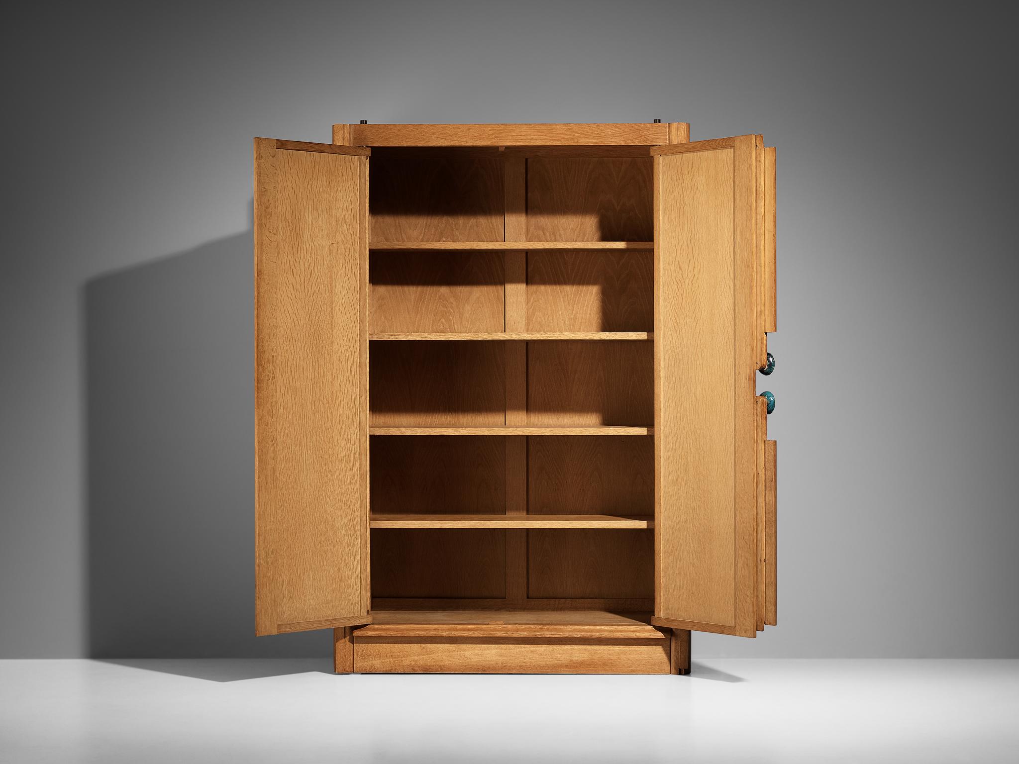 Guillerme & Chambron Large Cabinet in Oak with Ceramic Handles  3