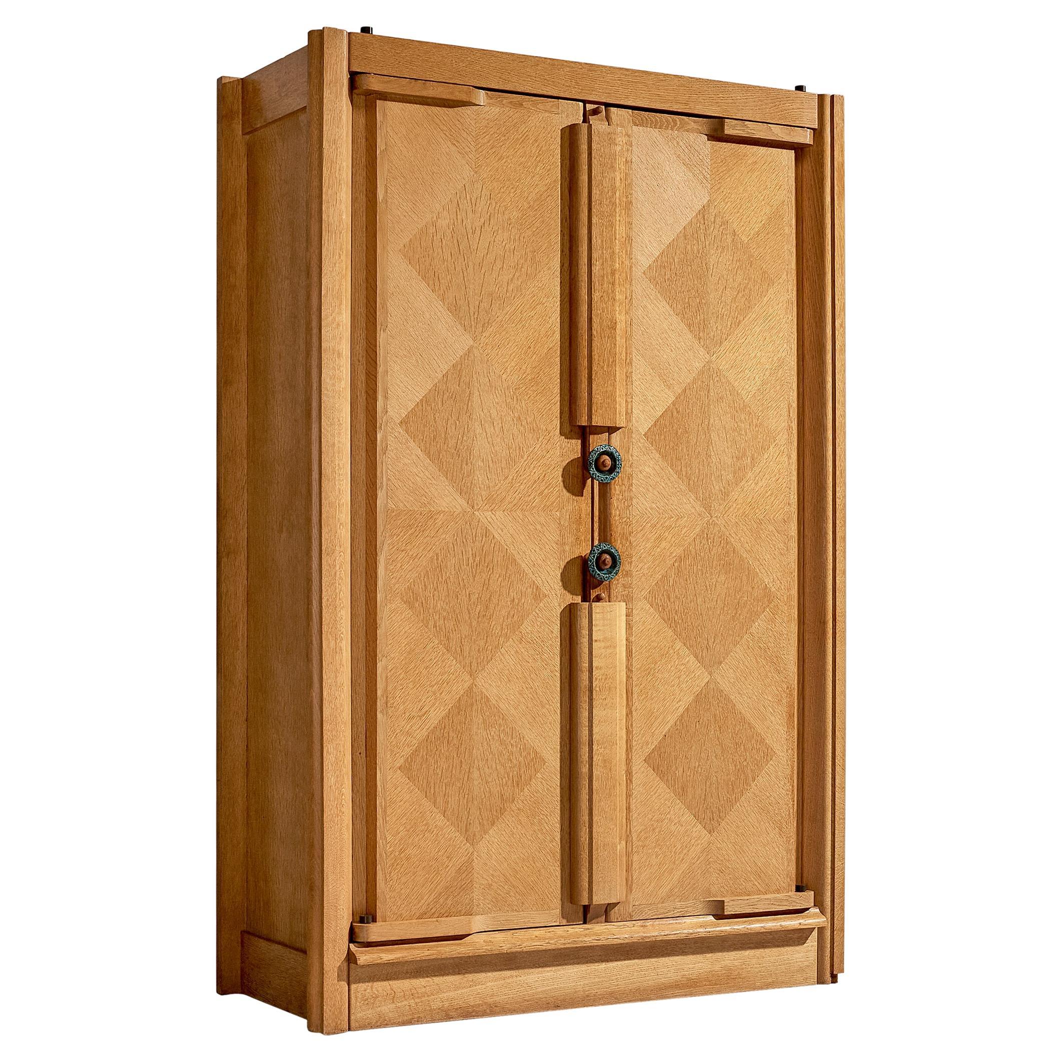 Guillerme & Chambron Large Cabinet in Oak with Ceramic Handles 