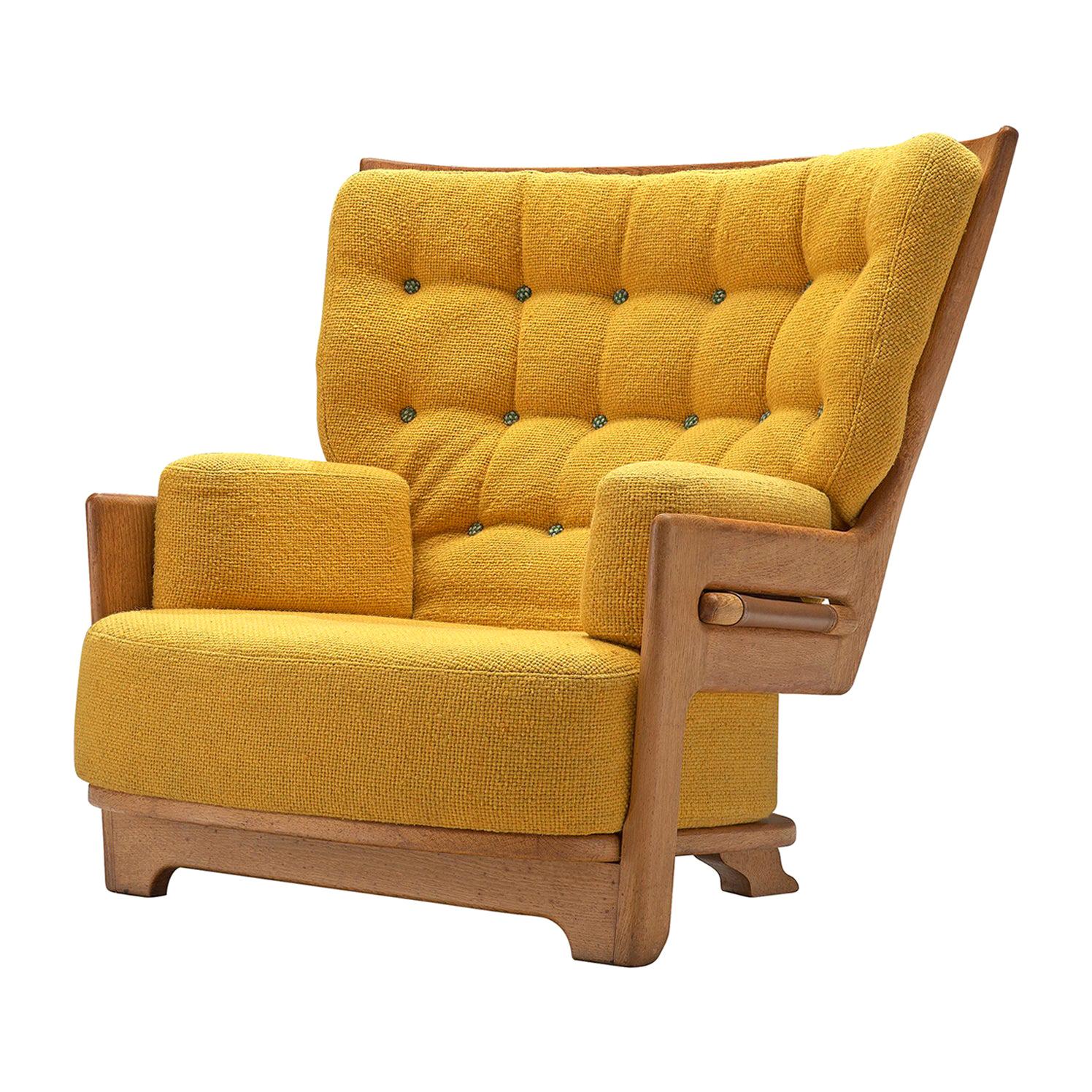 Guillerme & Chambron Large High Back Chair in Sunflower Yellow Upholstery