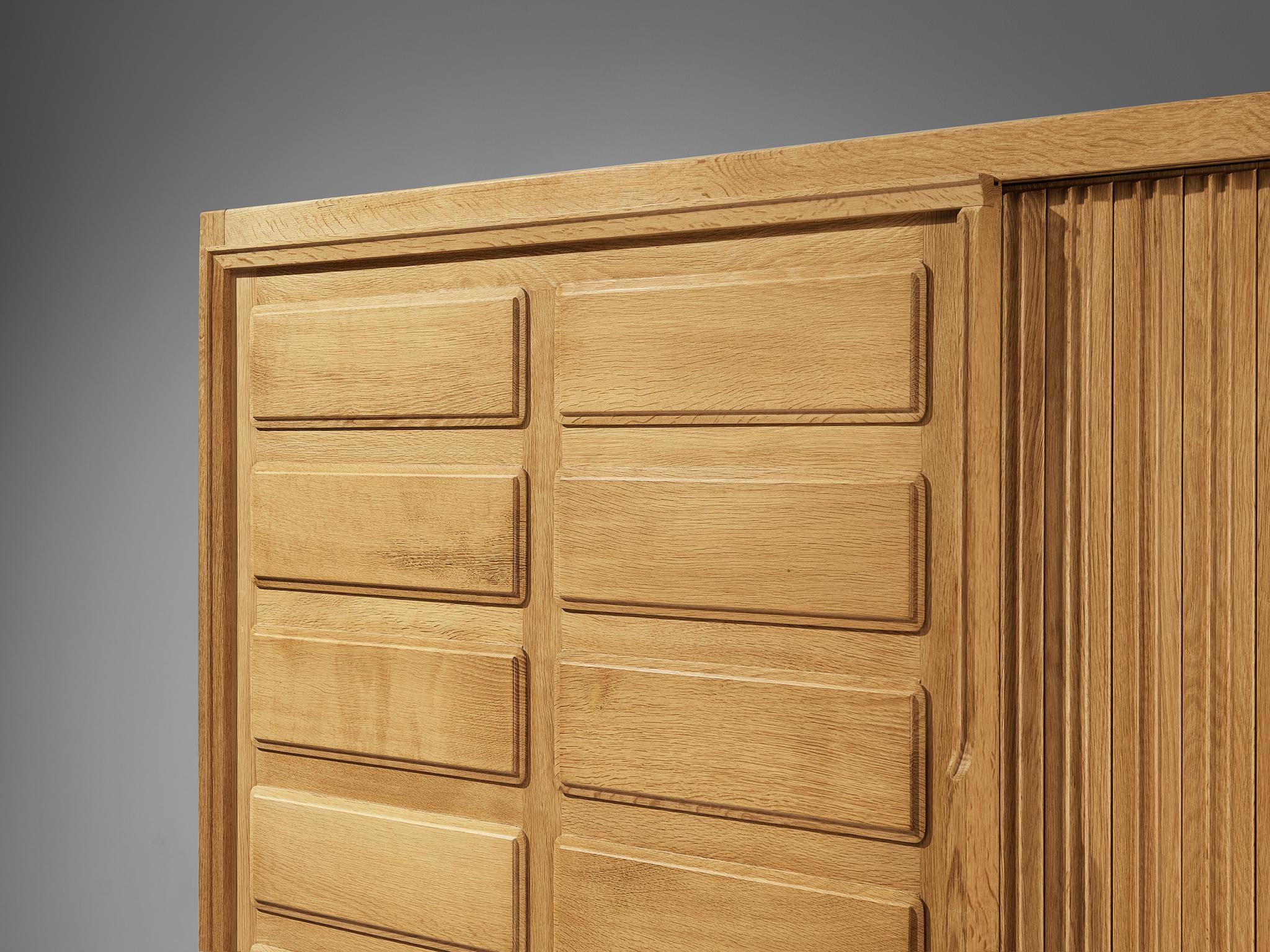 Guillerme & Chambron Large Highboard in Oak with Carved Doors  For Sale 1