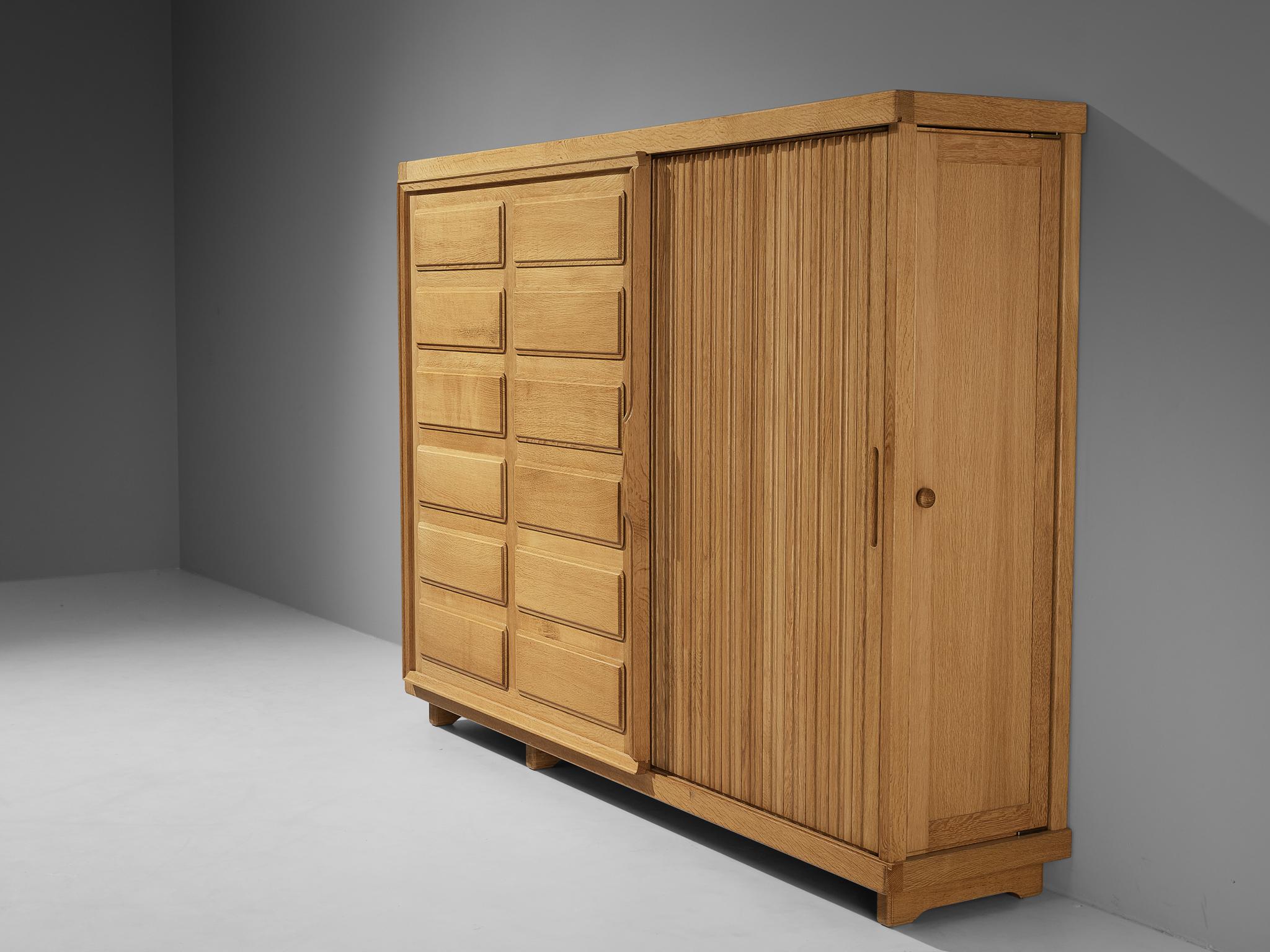 Guillerme & Chambron Large Highboard in Oak with Carved Doors 2