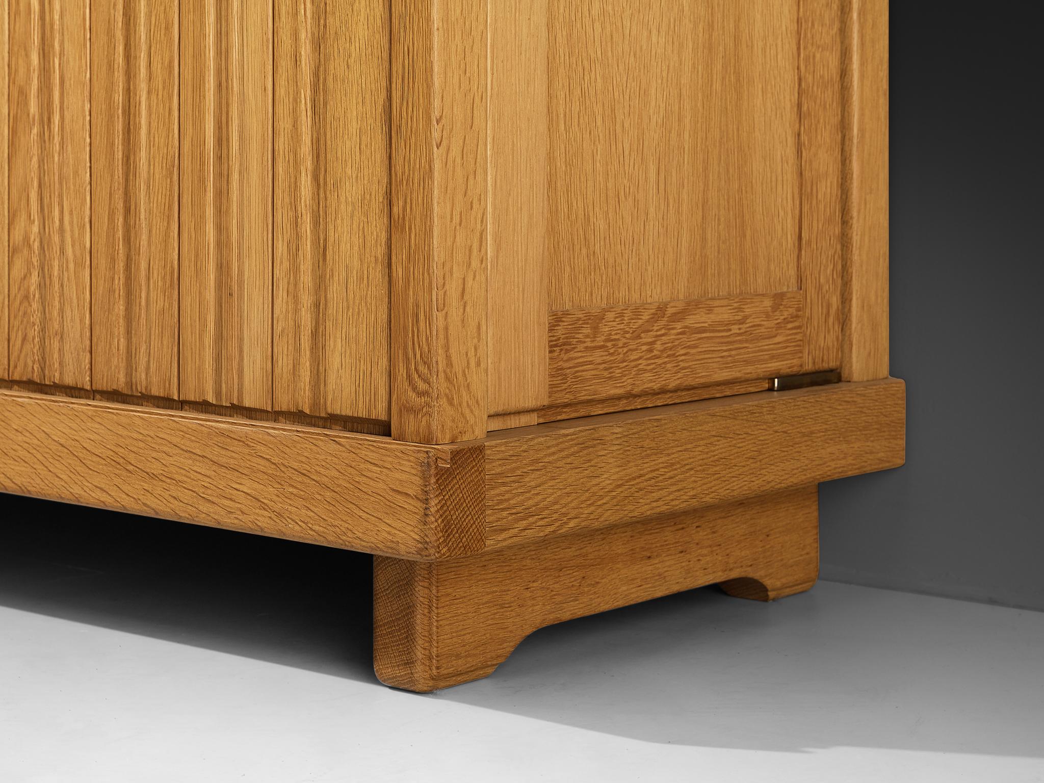 Guillerme & Chambron Large Highboard or Wardrobe in Oak with Carved Doors For Sale 4