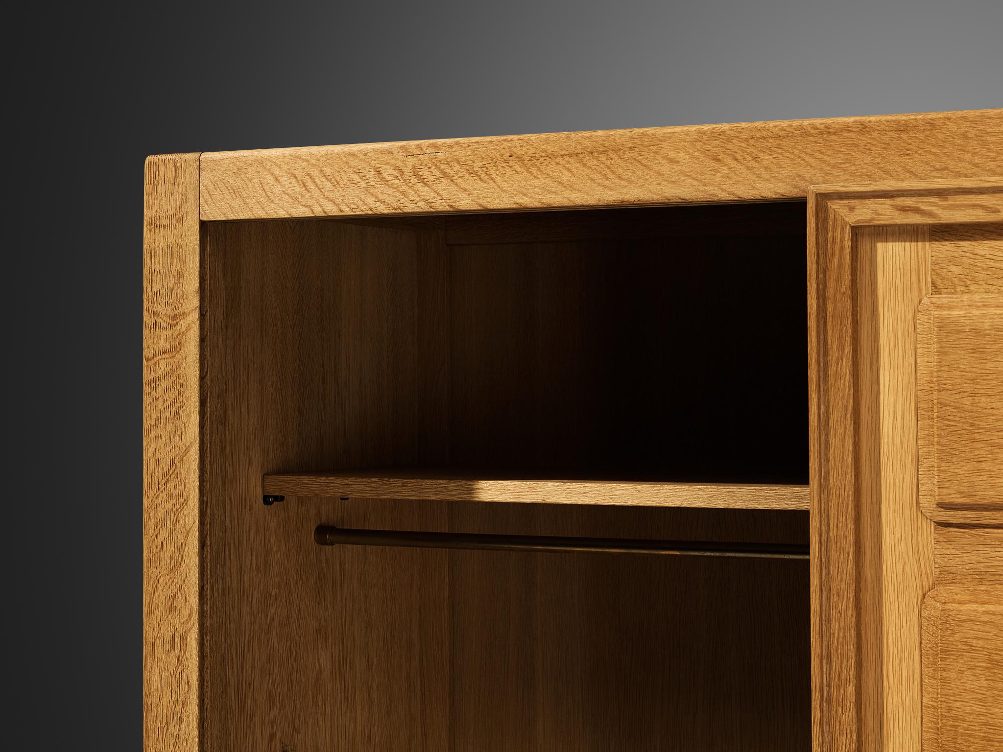 Guillerme & Chambron Large Highboard or Wardrobe in Oak with Carved Doors For Sale 2