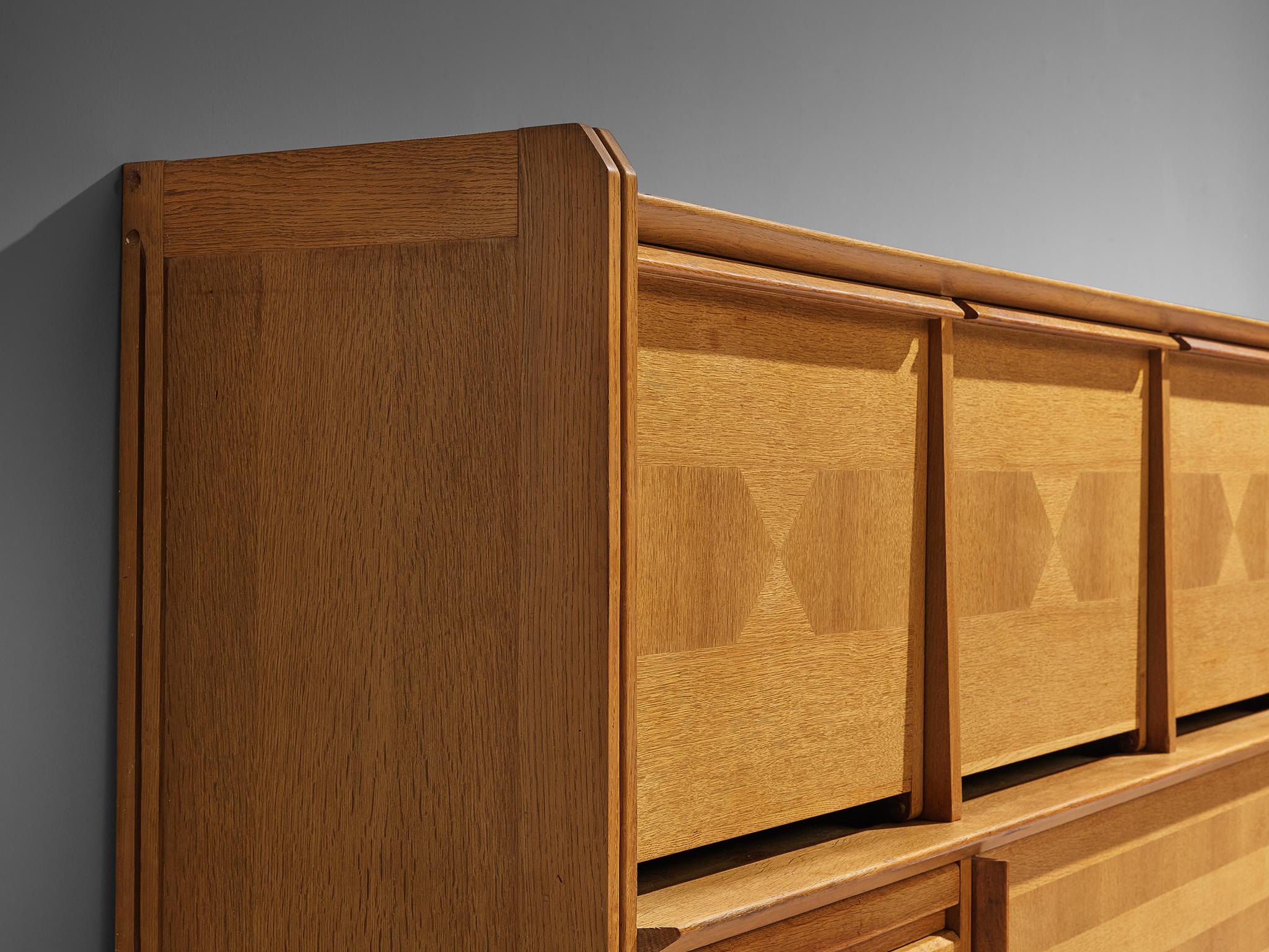 French Guillerme & Chambron Large Sideboard in Oak For Sale