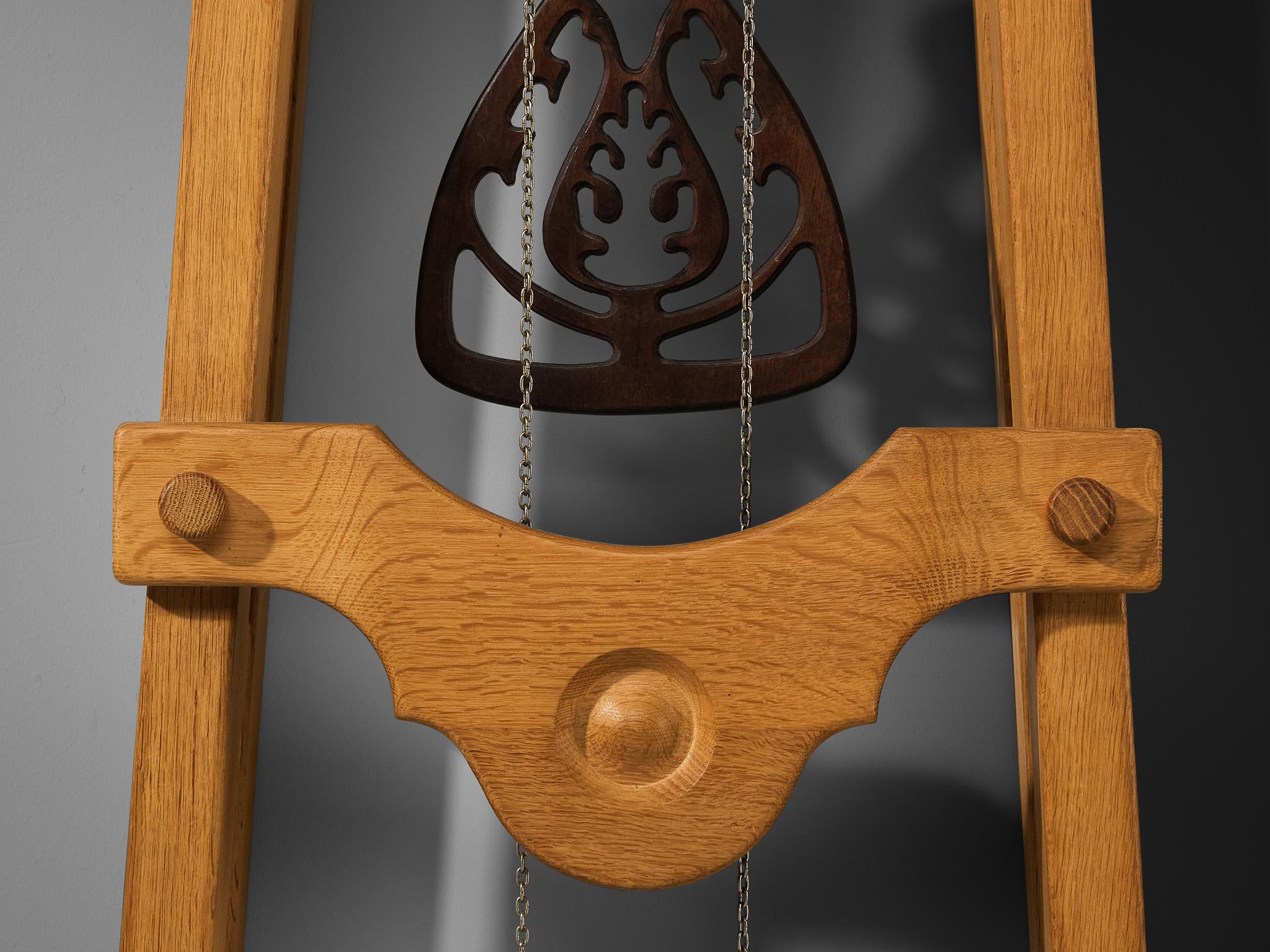 Guillerme & Chambron Longcase Clock in Oak with Brass Accents For Sale 4