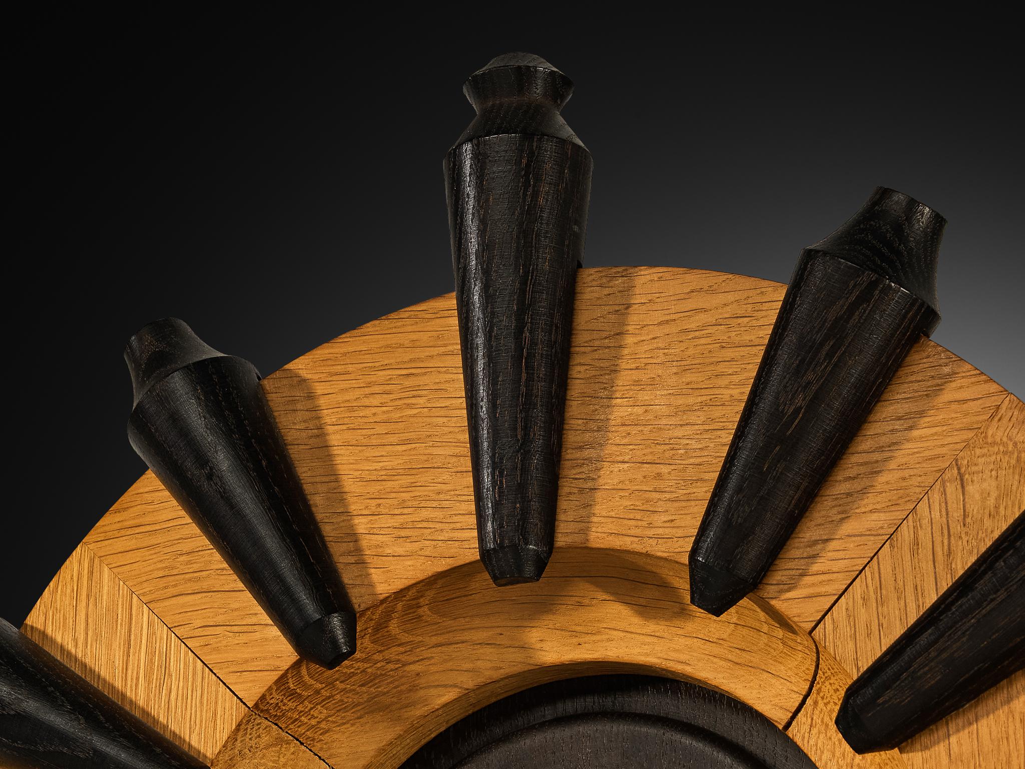 Guillerme & Chambron Longcase Clock in Oak with Brass Accents For Sale 5