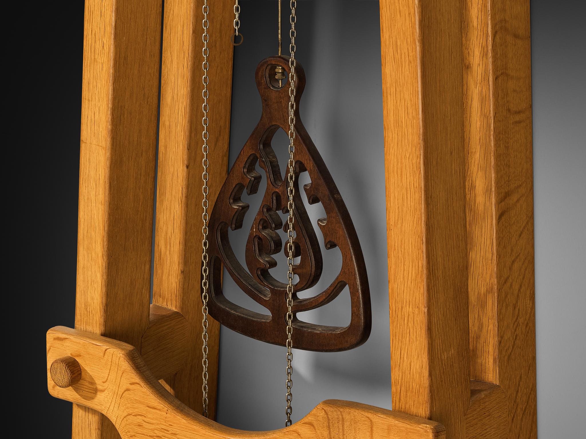 Guillerme & Chambron Longcase Clock in Oak with Brass Accents For Sale 1