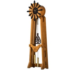 Guillerme 
Chambron Longcase Clock in Oak with Brass Accents