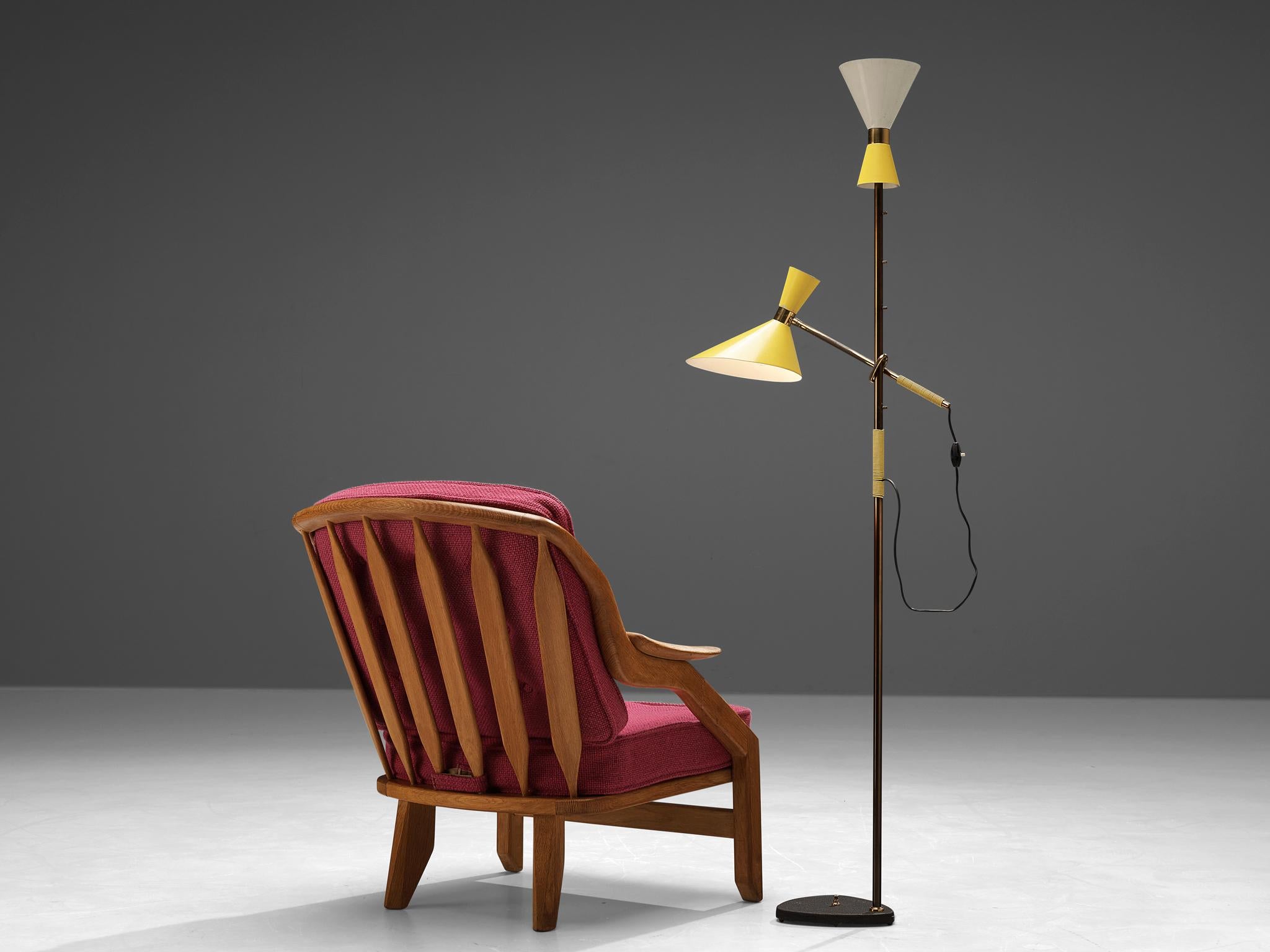 European Guillerme & Chambron Lounge Chair and J.T. Kalmar 'Pelikan' Floor Lamp