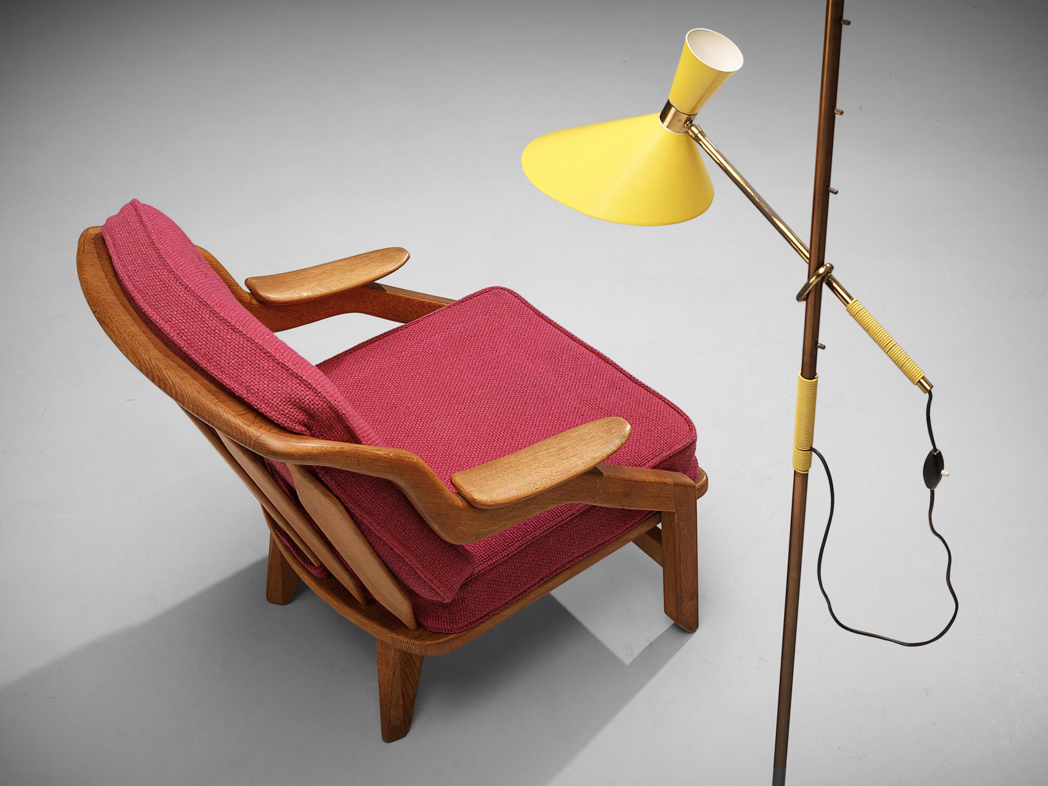 Mid-20th Century Guillerme & Chambron Lounge Chair and J.T. Kalmar 'Pelikan' Floor Lamp