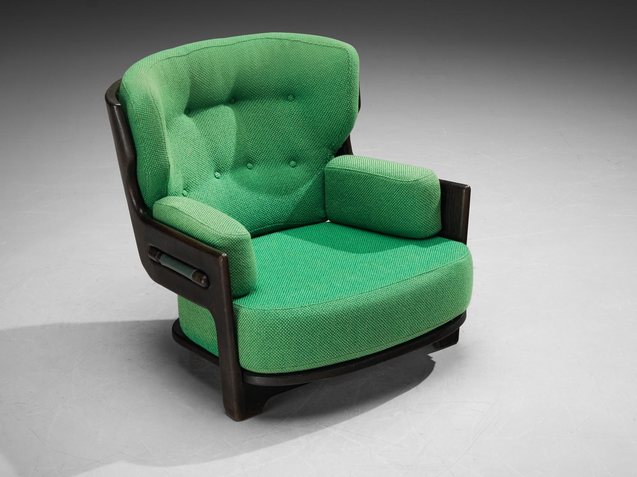 Guillerme & Chambron Lounge Chair 'Denis' with Dark Brown Wooden Frame 1