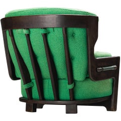 Guillerme & Chambron Lounge Chair 'Denis' with Dark Brown Wooden Frame