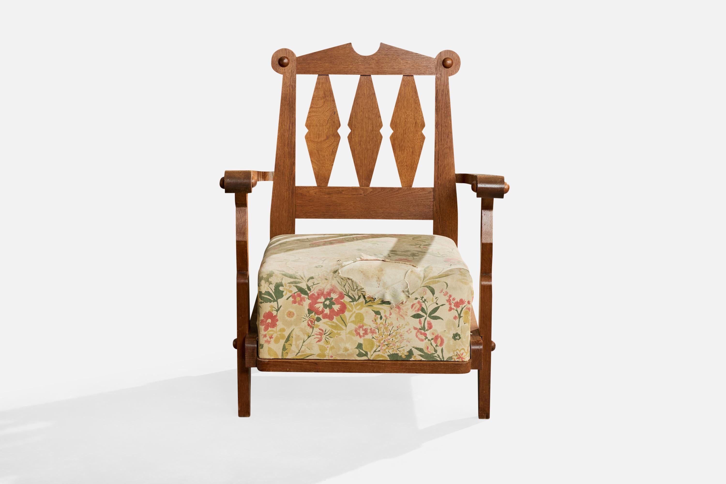 Mid-Century moderno Guillerme & Chambron, Sedia da salotto, Fabrice, Oak, Francia, 1960 in vendita