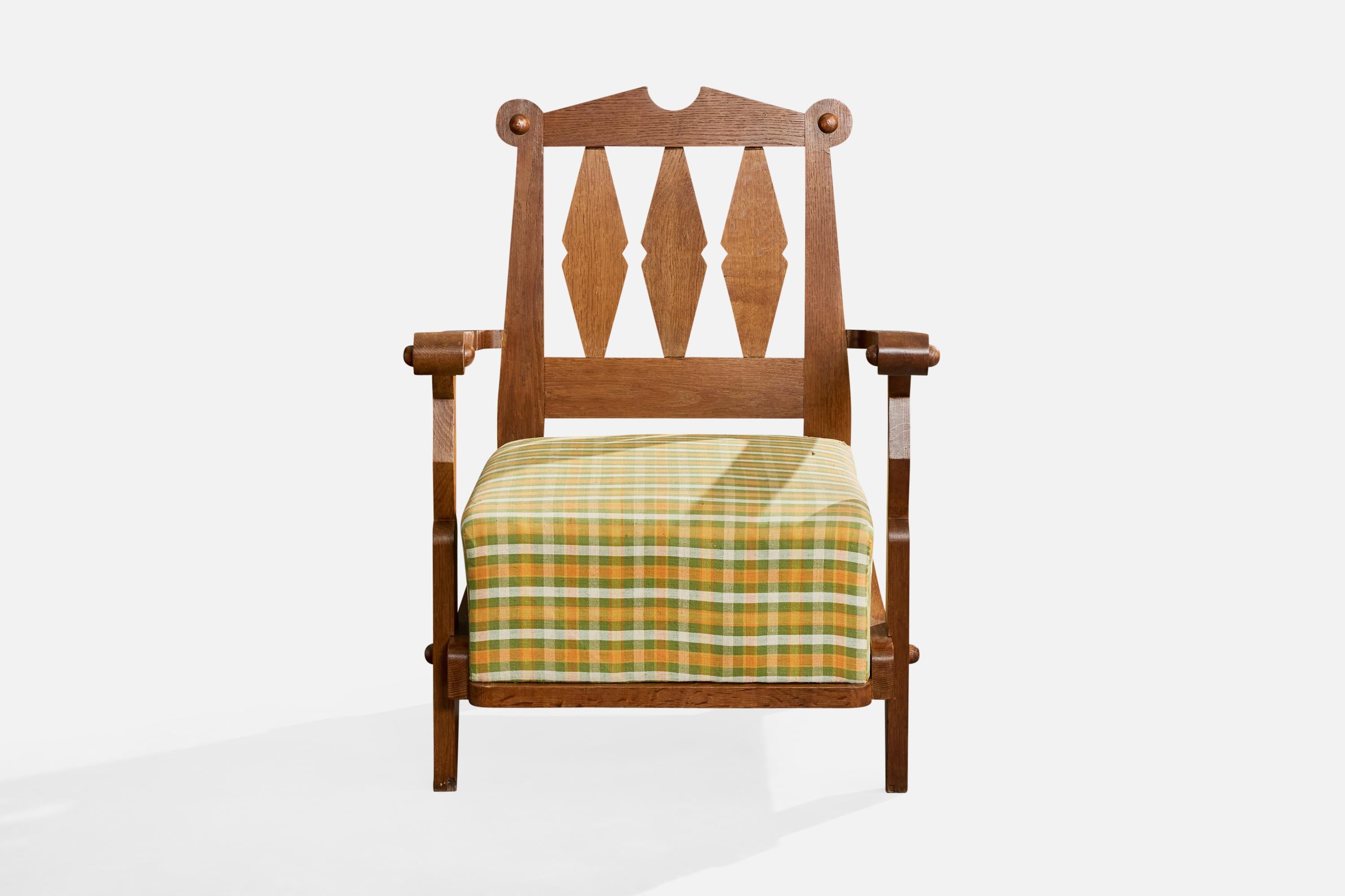 Guillerme & Chambron, Silla de salón, Tela, Roble, Francia, 1960 Moderno de mediados de siglo en venta