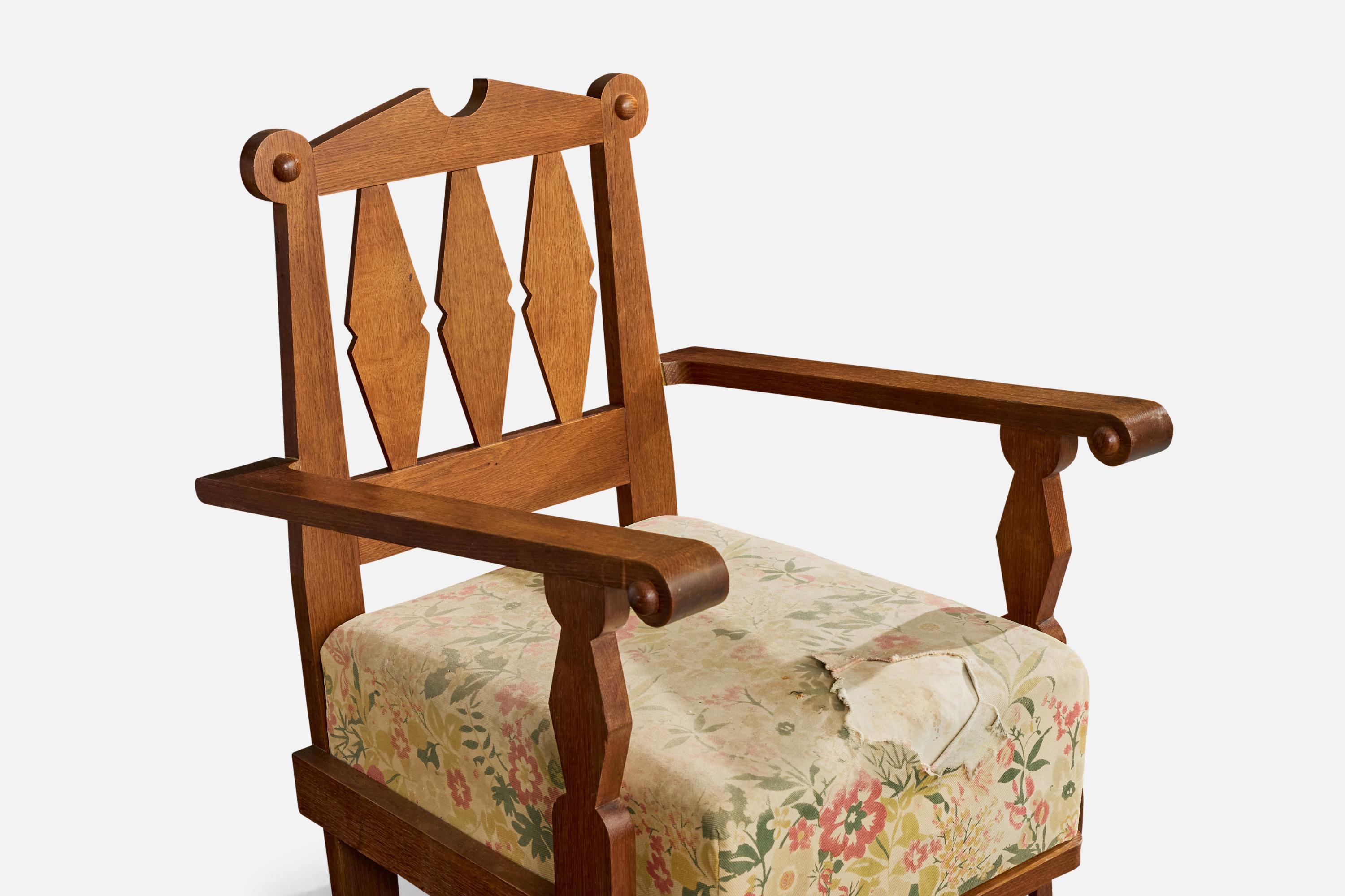 Tessuto Guillerme & Chambron, Sedia da salotto, Fabrice, Oak, Francia, 1960 in vendita