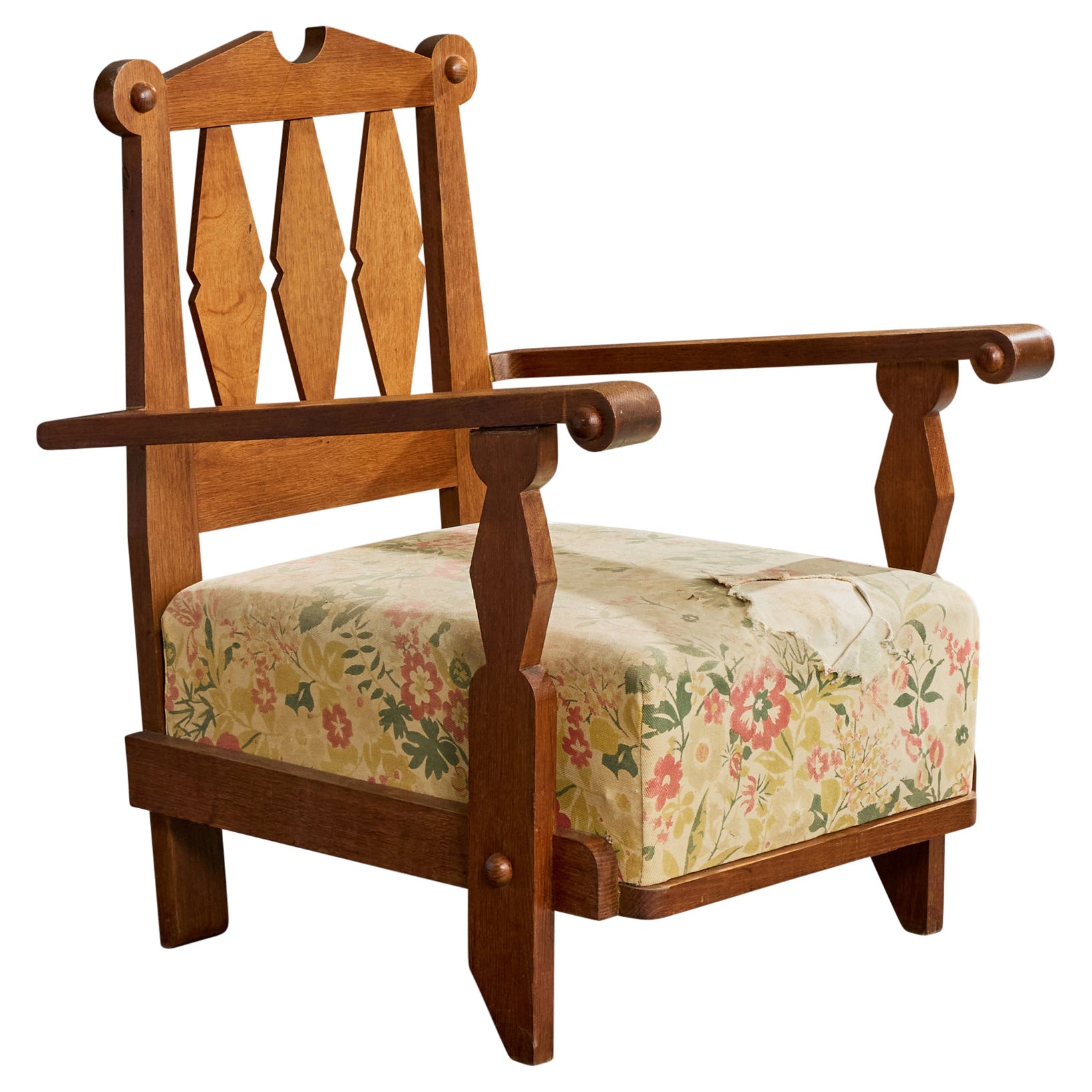 Guillerme
Chambron, Silla de salón, Tela, Roble, Francia, 1960