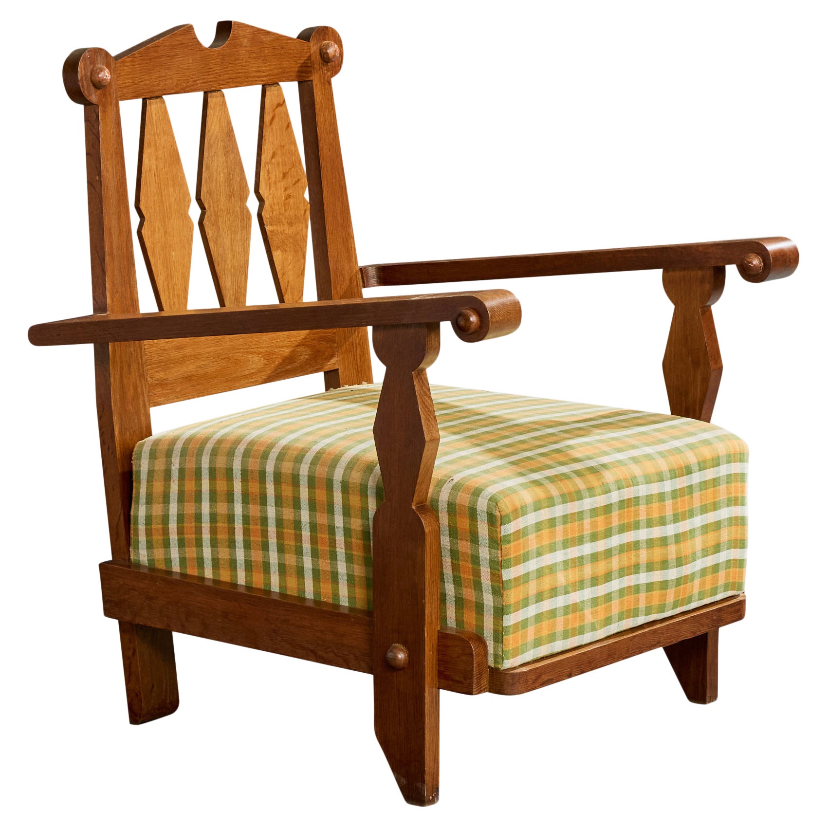 Guillerme
Chambron, Silla de salón, Tela, Roble, Francia, 1960