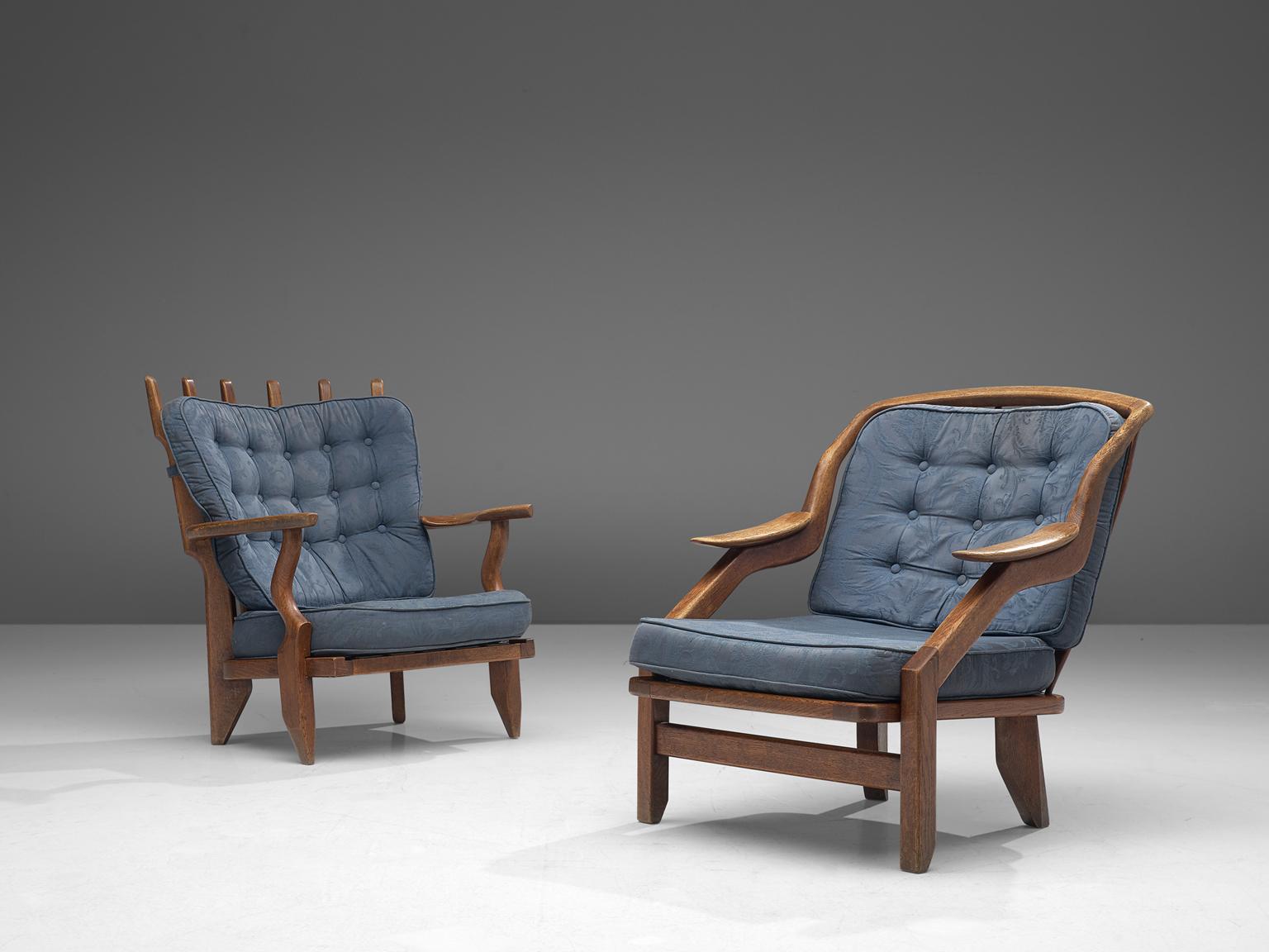 Guillerme and Chambron Lounge Chair in Blue Floral Upholstery  2