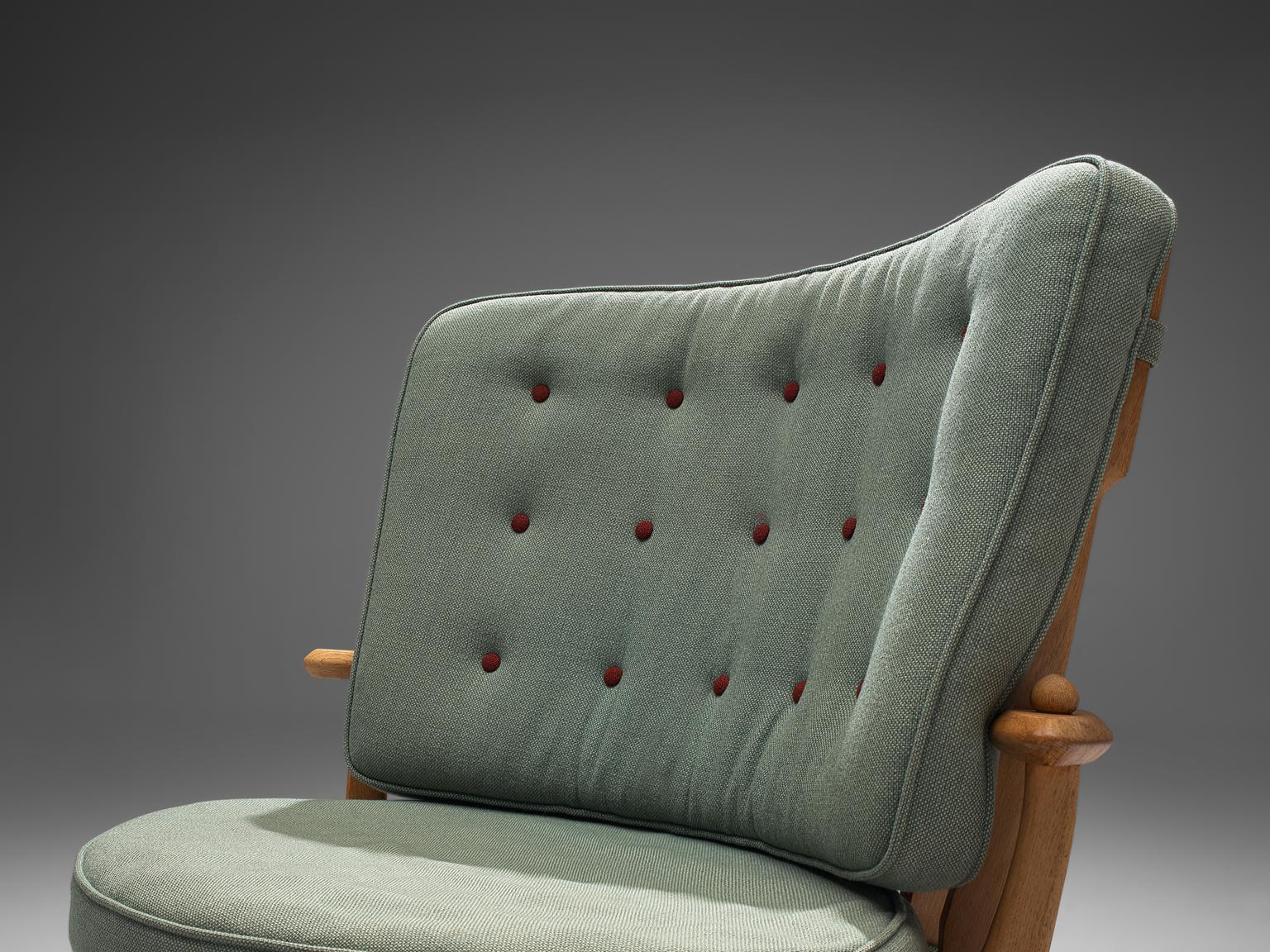 Mid-20th Century Guillerme & Chambron Lounge Chair in Green Fabric