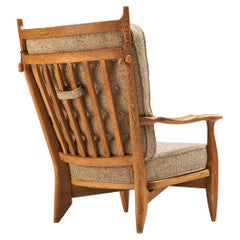Guillerme & Chambron Lounge Chair in Oak and Beige Upholstery