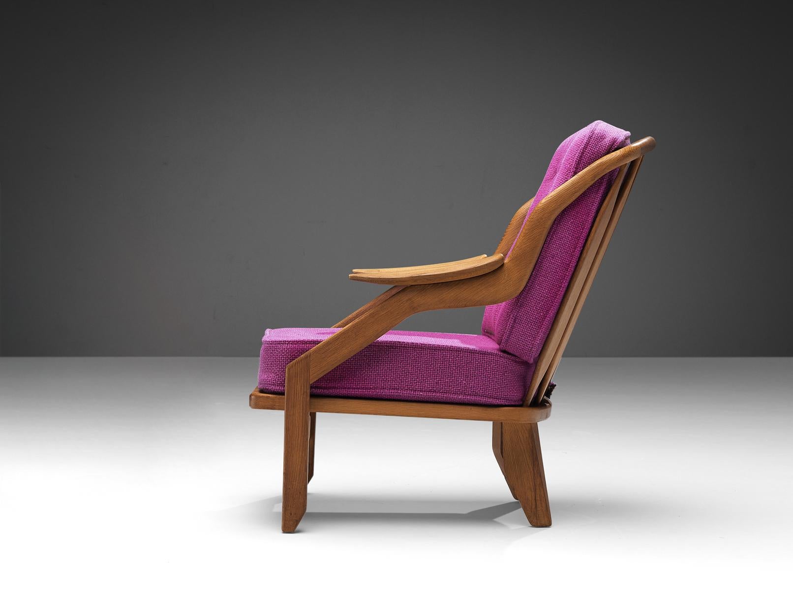 Guillerme & Chambron Lounge Chair in Pink Upholstery For Sale 1