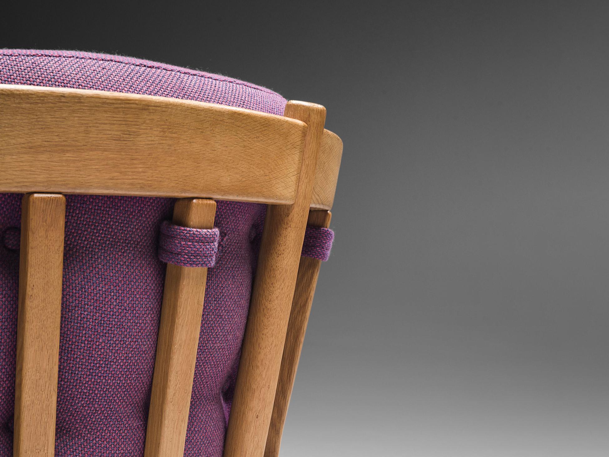 Mid-Century Modern Guillerme & Chambron Lounge Chair in Purple Upholstery For Sale