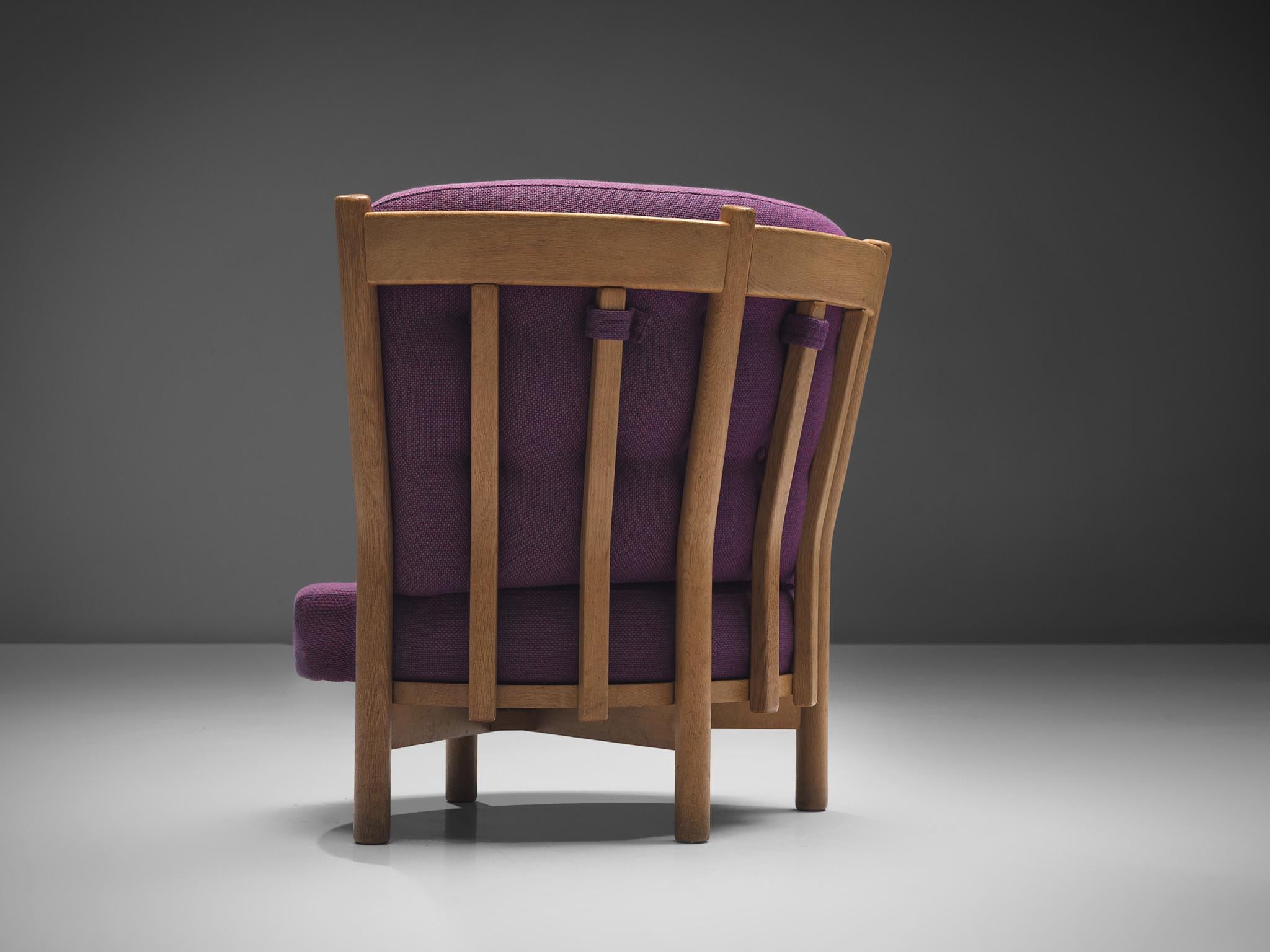 Chaise longue Guillerme & Chambron en tissu violet en vente 1