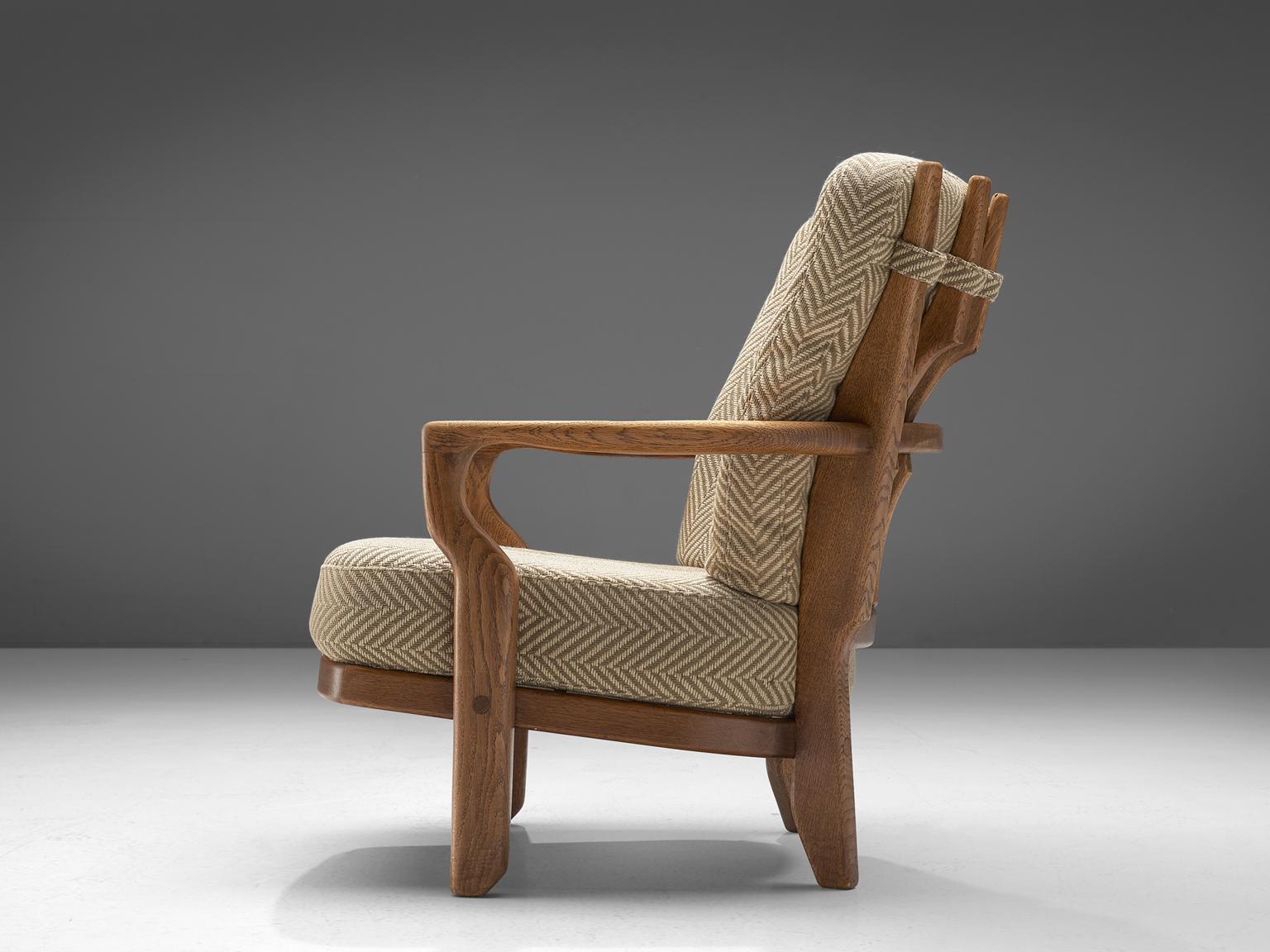 Mid-Century Modern Guillerme & Chambron Lounge Chair in Solid Oak