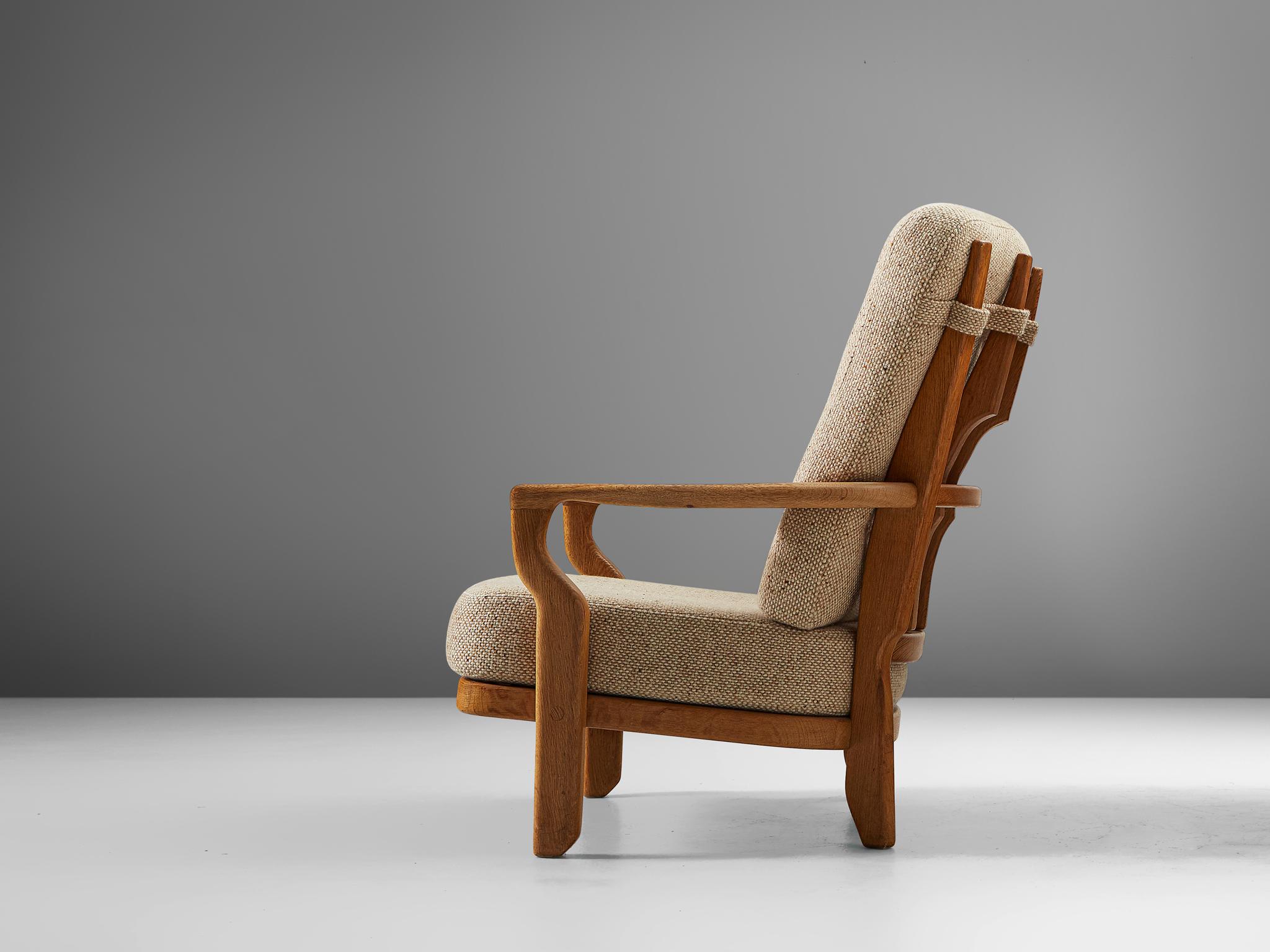 French Guillerme & Chambron Lounge Chair in Solid Oak