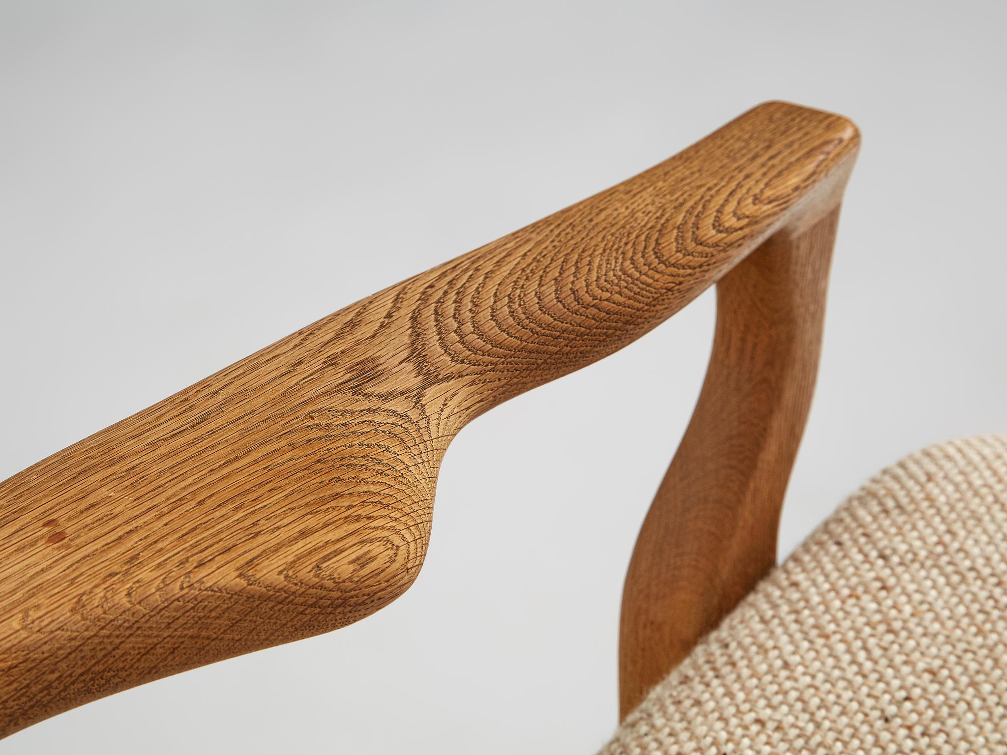 Mid-20th Century Guillerme & Chambron Lounge Chair in Solid Oak