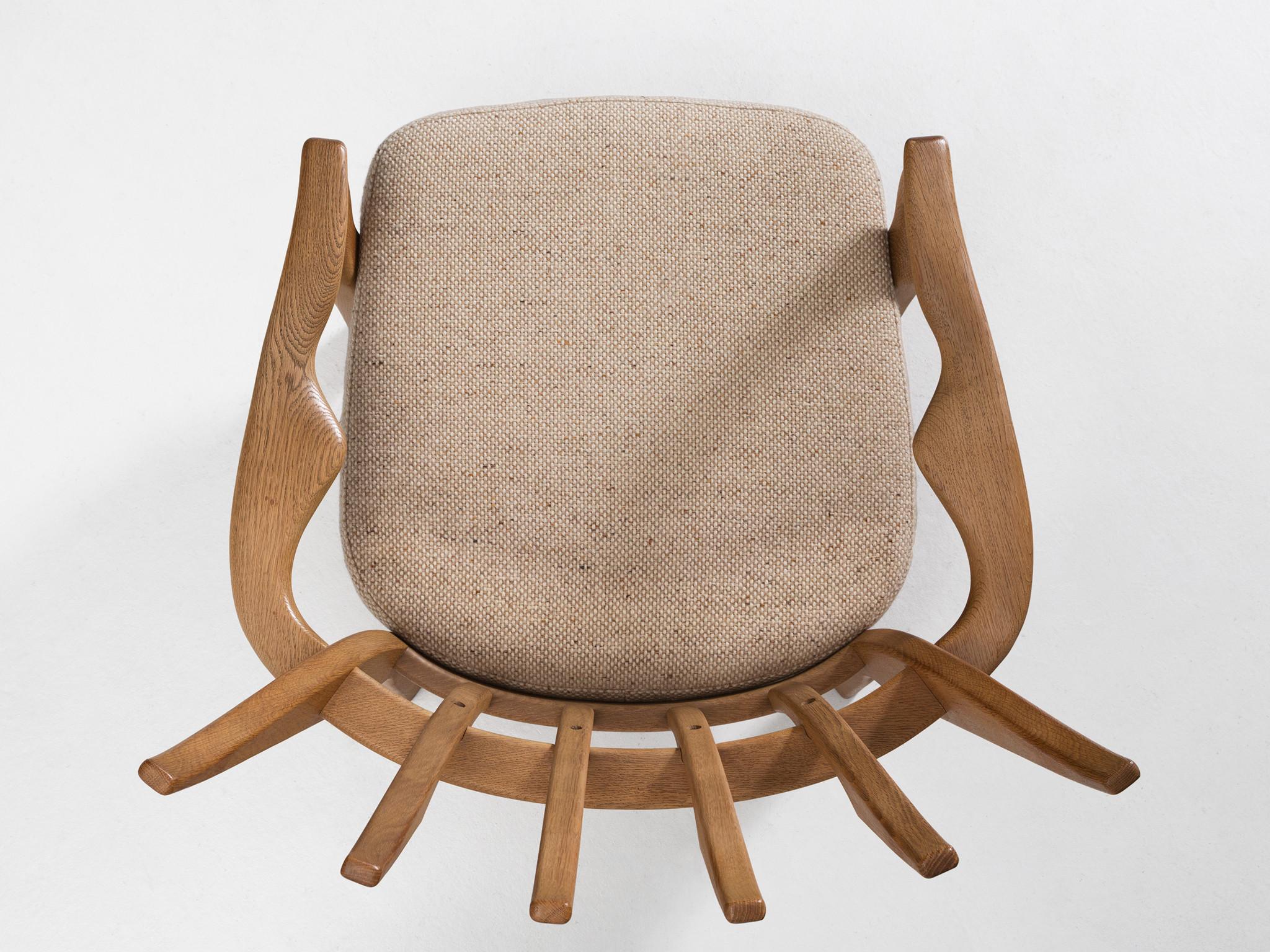 Guillerme & Chambron Lounge Chair in Solid Oak 1