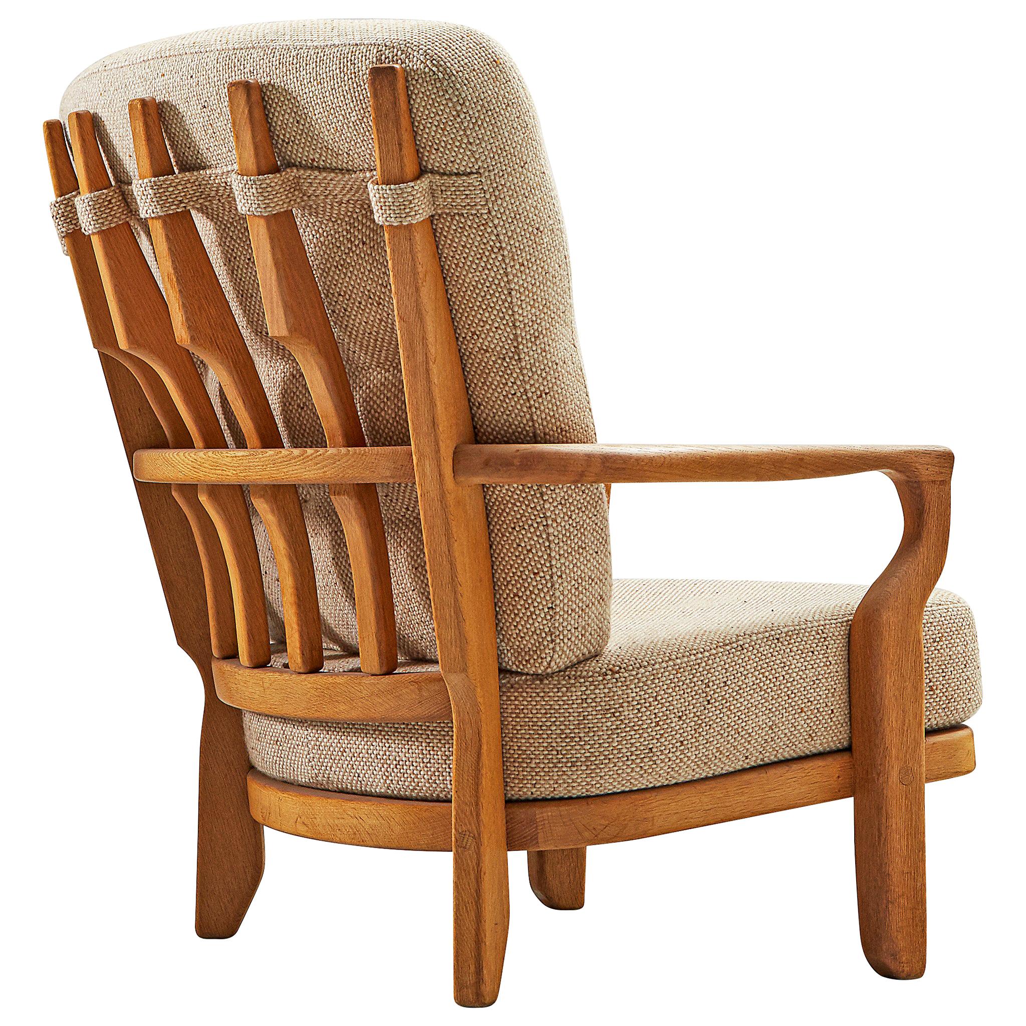 Guillerme & Chambron Lounge Chair in Solid Oak