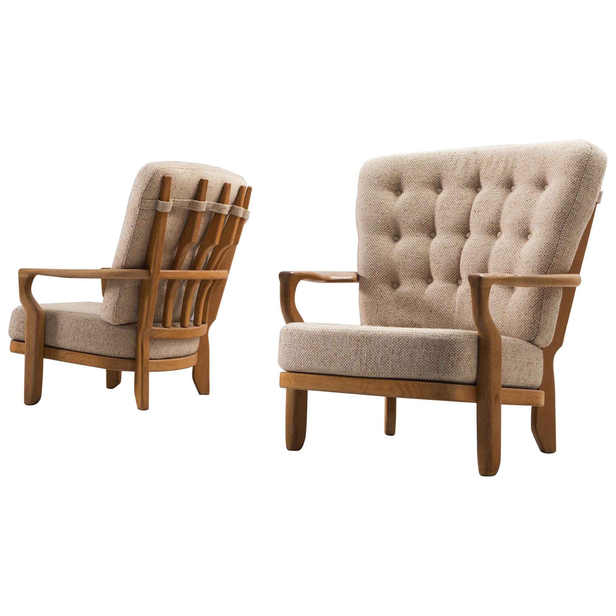Guillerme & Chambron Lounge Chair in Solid Oak