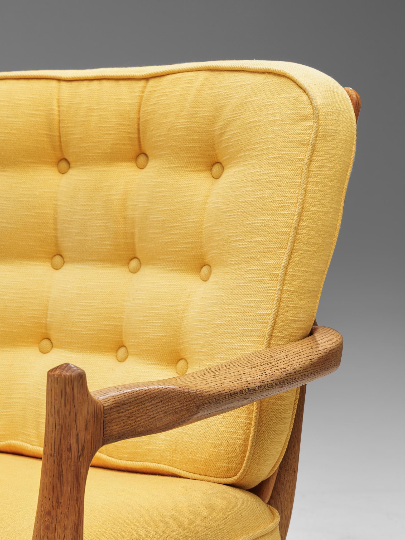 Guillerme & Chambron Lounge Chair in Solid Oak, France, 1960s 1