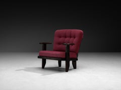 Chaise longue Guillerme & Chambron en chêne teinté et laine violette