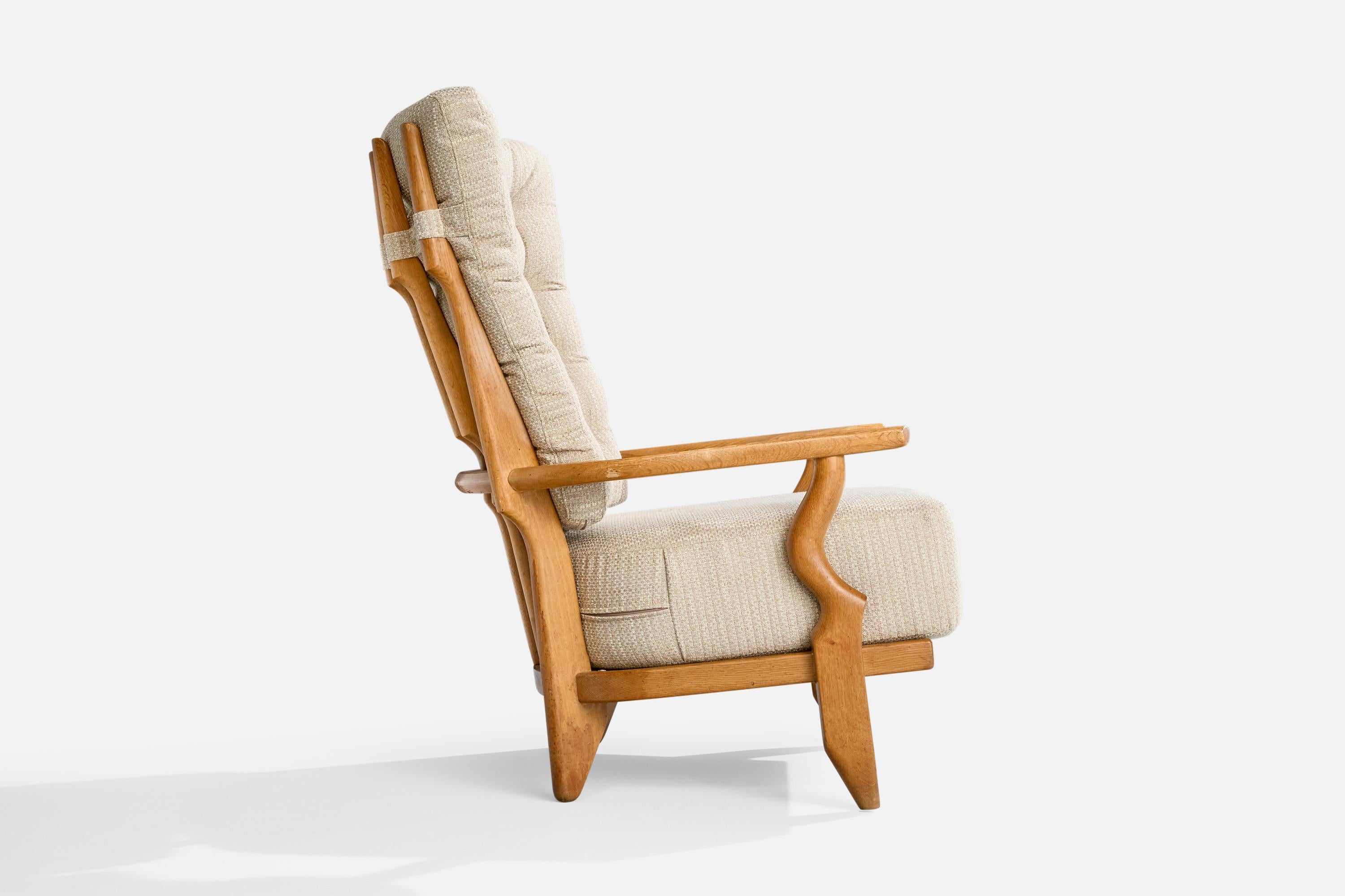 Guillerme & Chambron, Lounge Chairs, Fabric, Oak, France, 1950s For Sale 8
