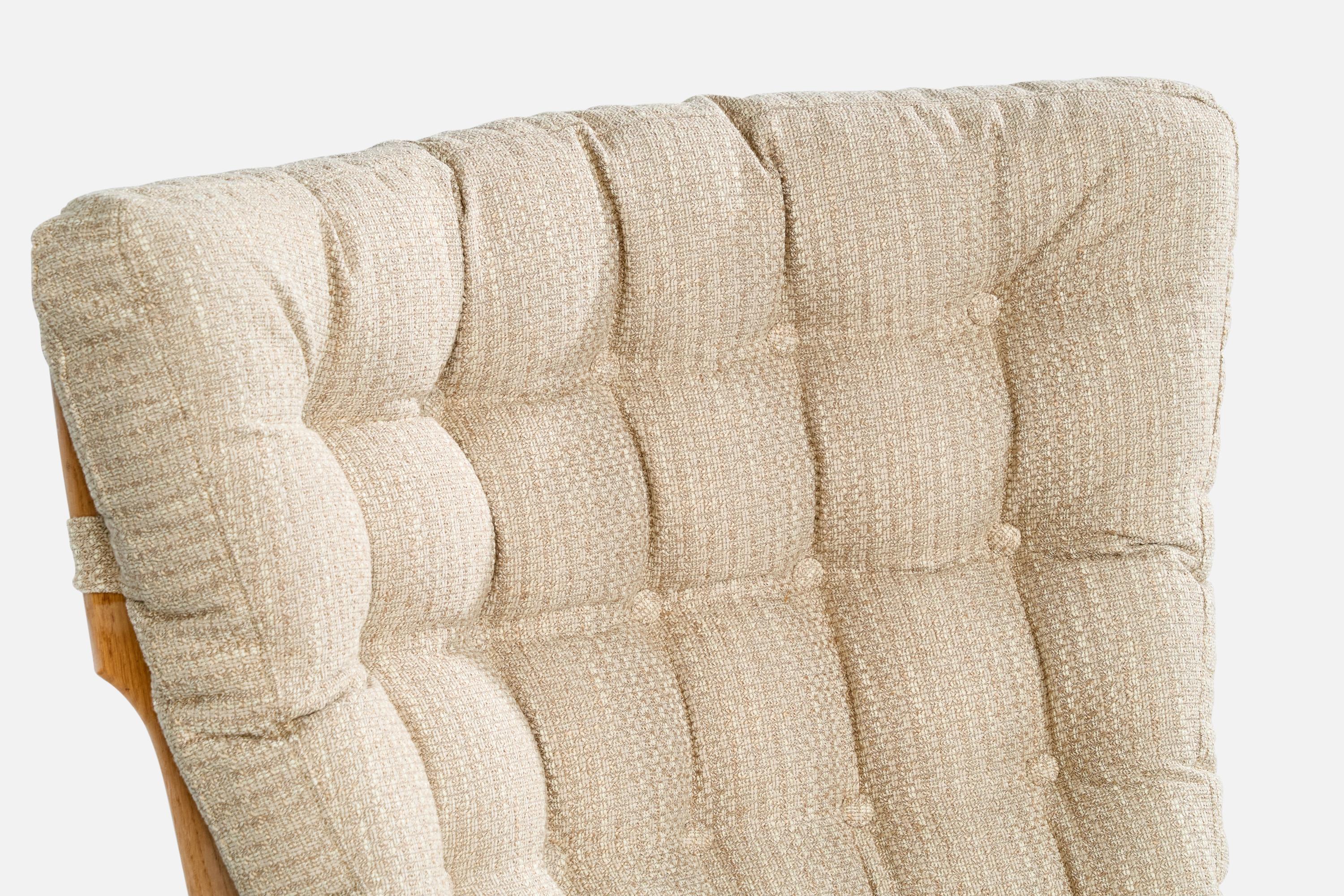 Guillerme & Chambron, Lounge Chairs, Fabric, Oak, France, 1950s For Sale 10