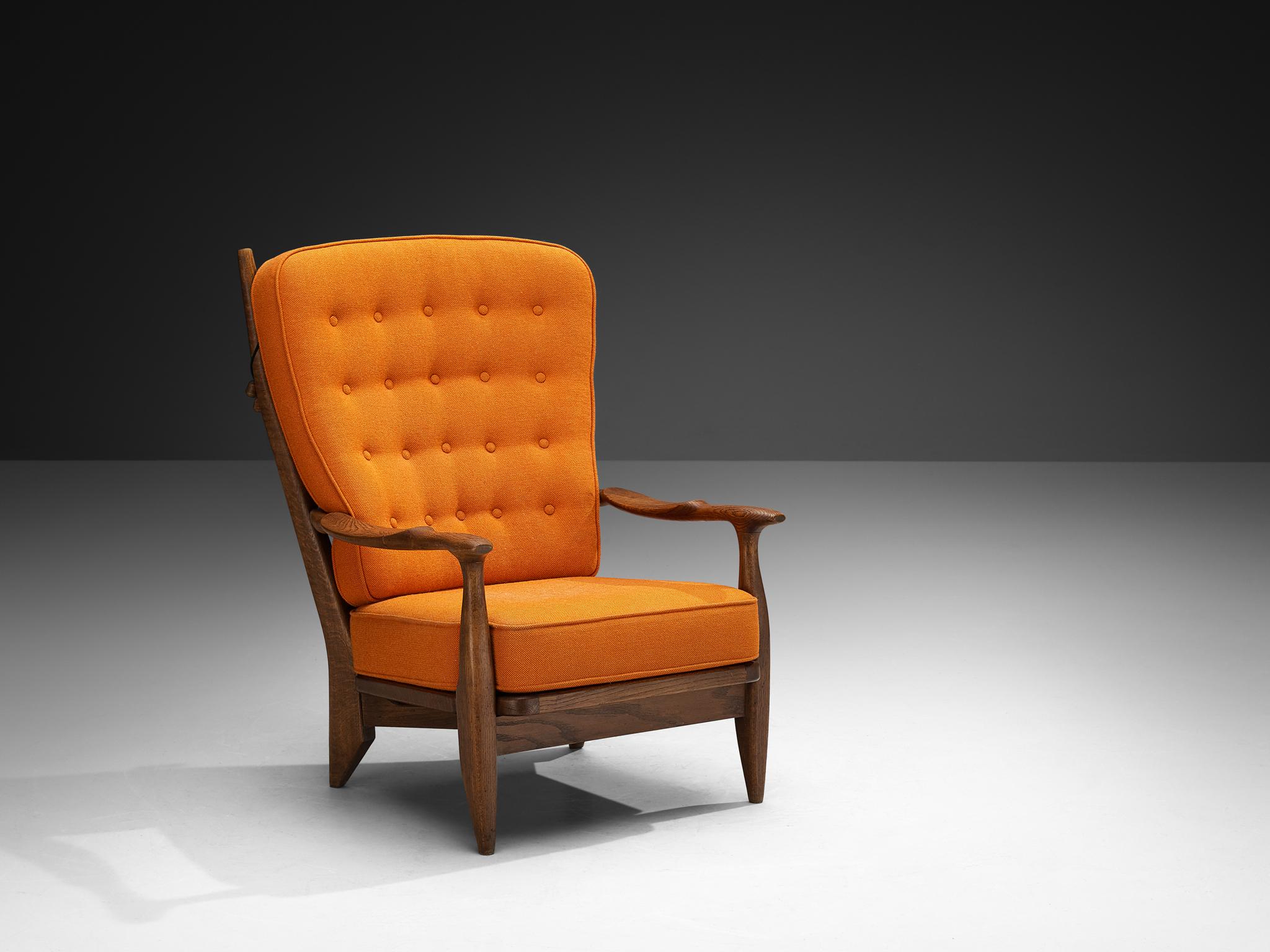 Sillones Guillerme & Chambron de roble macizo y lana naranja en venta 2
