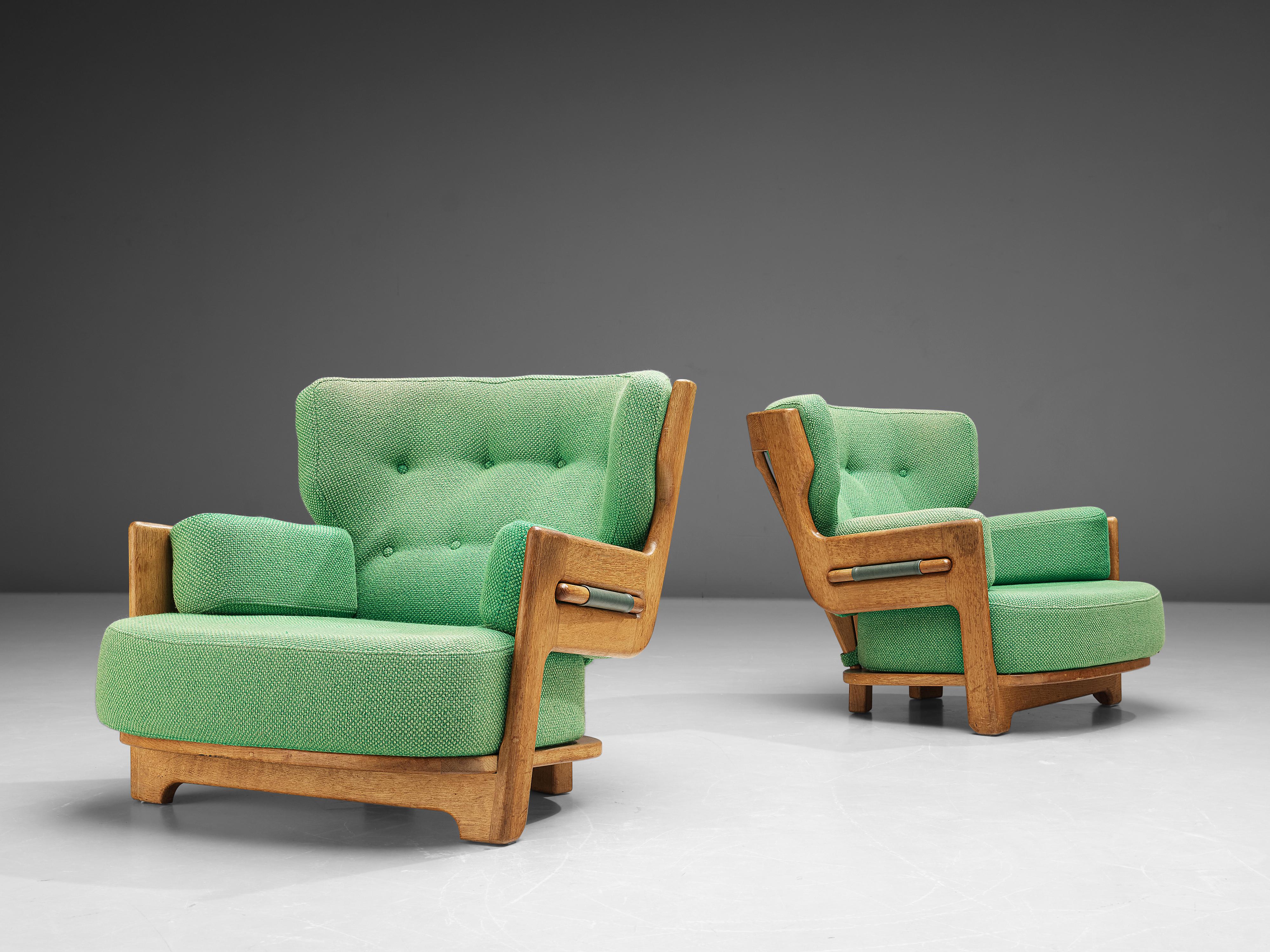 Guillerme & Chambron Lounge Chairs Model 'Denis' in Solid Oak 1