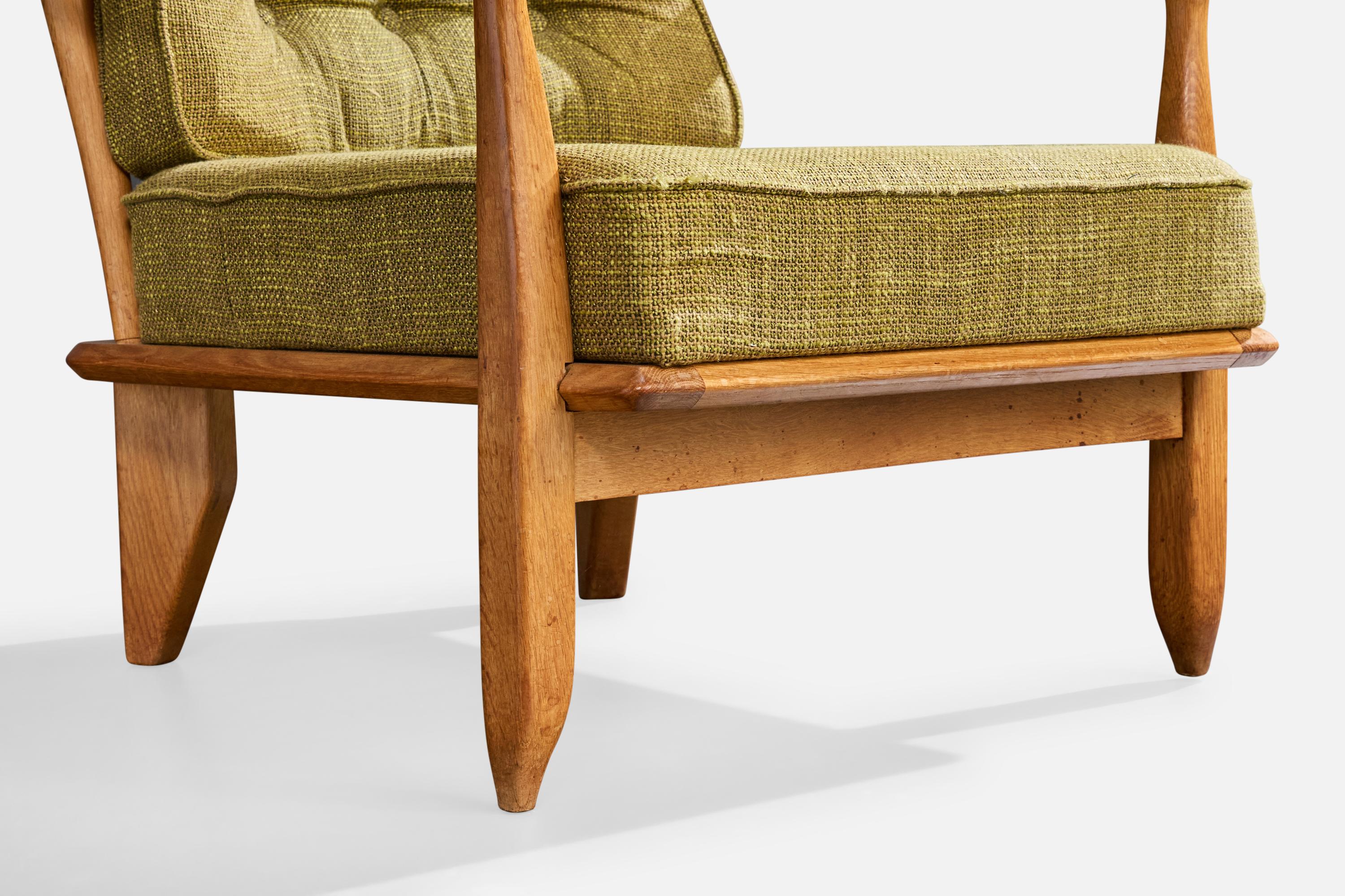 Guillerme & Chambron, Chaises longues, Oak Oak, Tissu, France, 1960 en vente 6