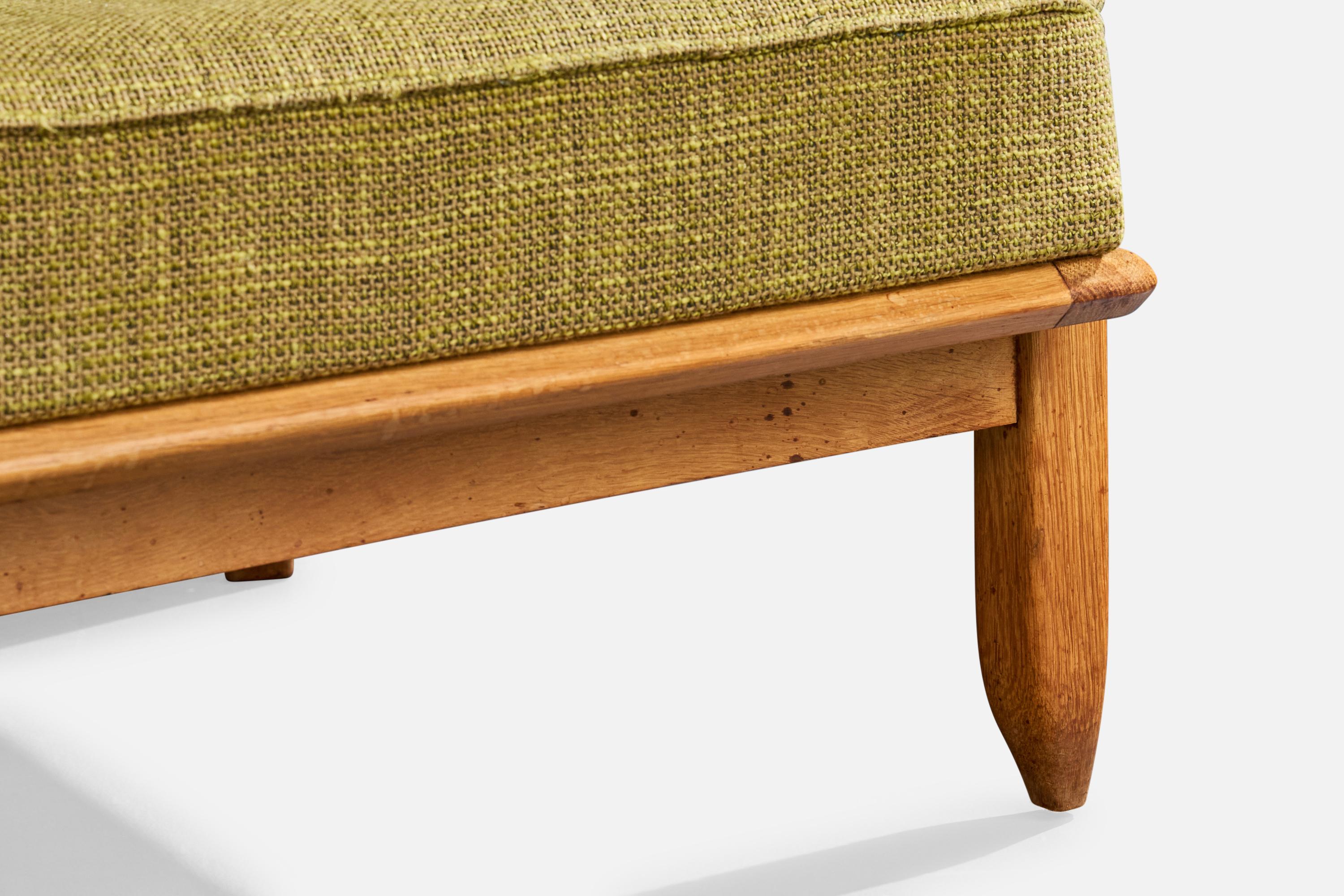 Guillerme & Chambron, Chaises longues, Oak Oak, Tissu, France, 1960 en vente 7