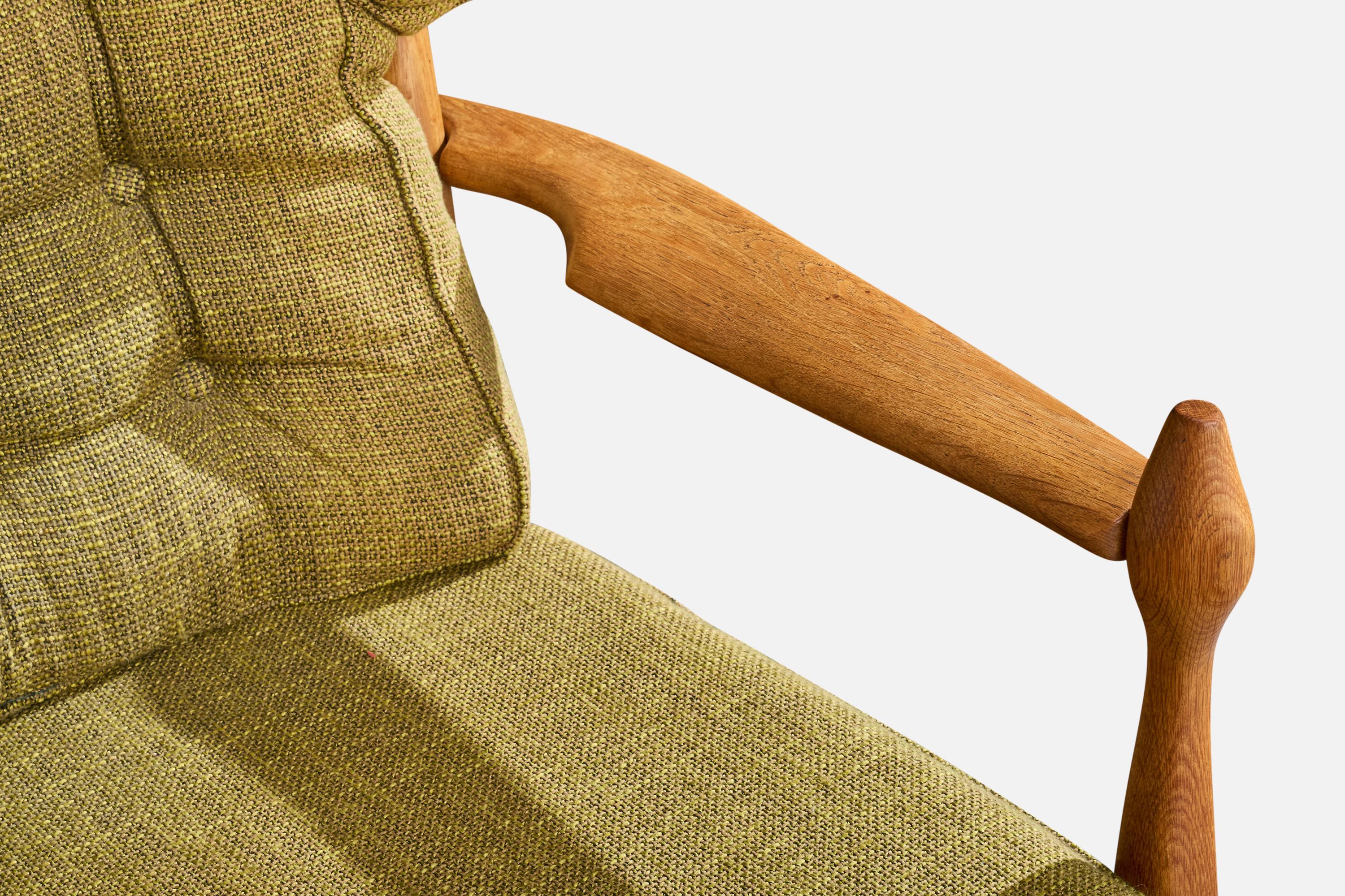 Guillerme & Chambron, Chaises longues, Oak Oak, Tissu, France, 1960 en vente 8
