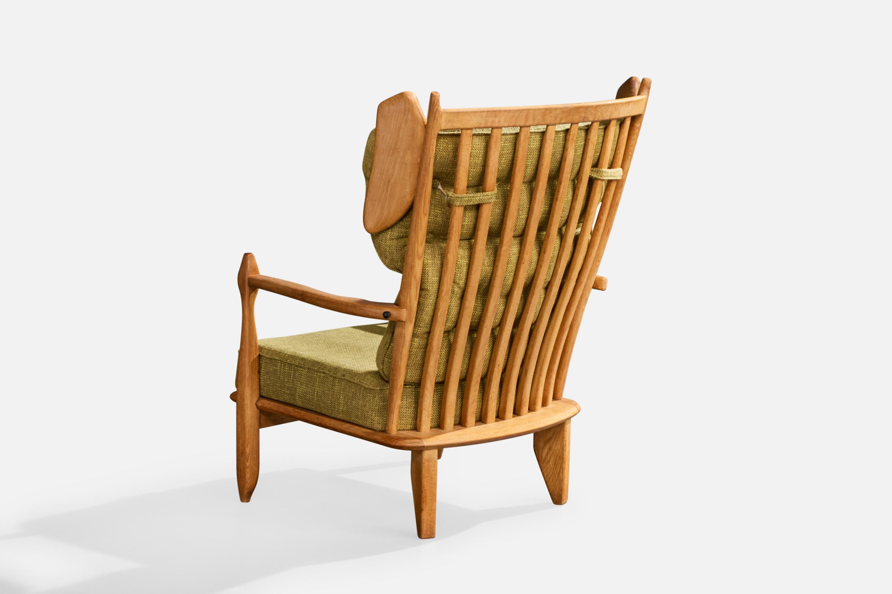 Guillerme & Chambron, Chaises longues, Oak Oak, Tissu, France, 1960 en vente 1