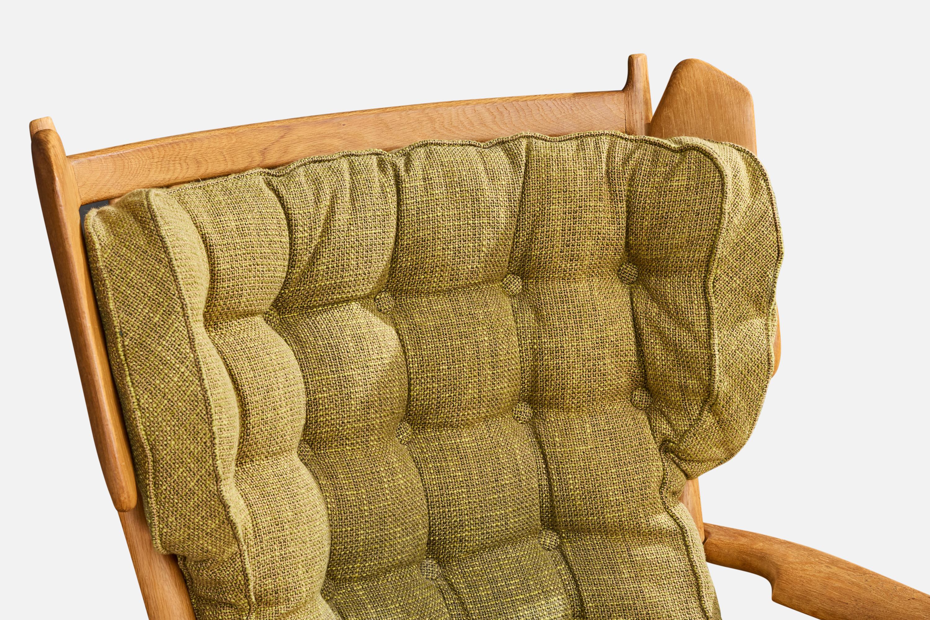 Guillerme & Chambron, Chaises longues, Oak Oak, Tissu, France, 1960 en vente 4