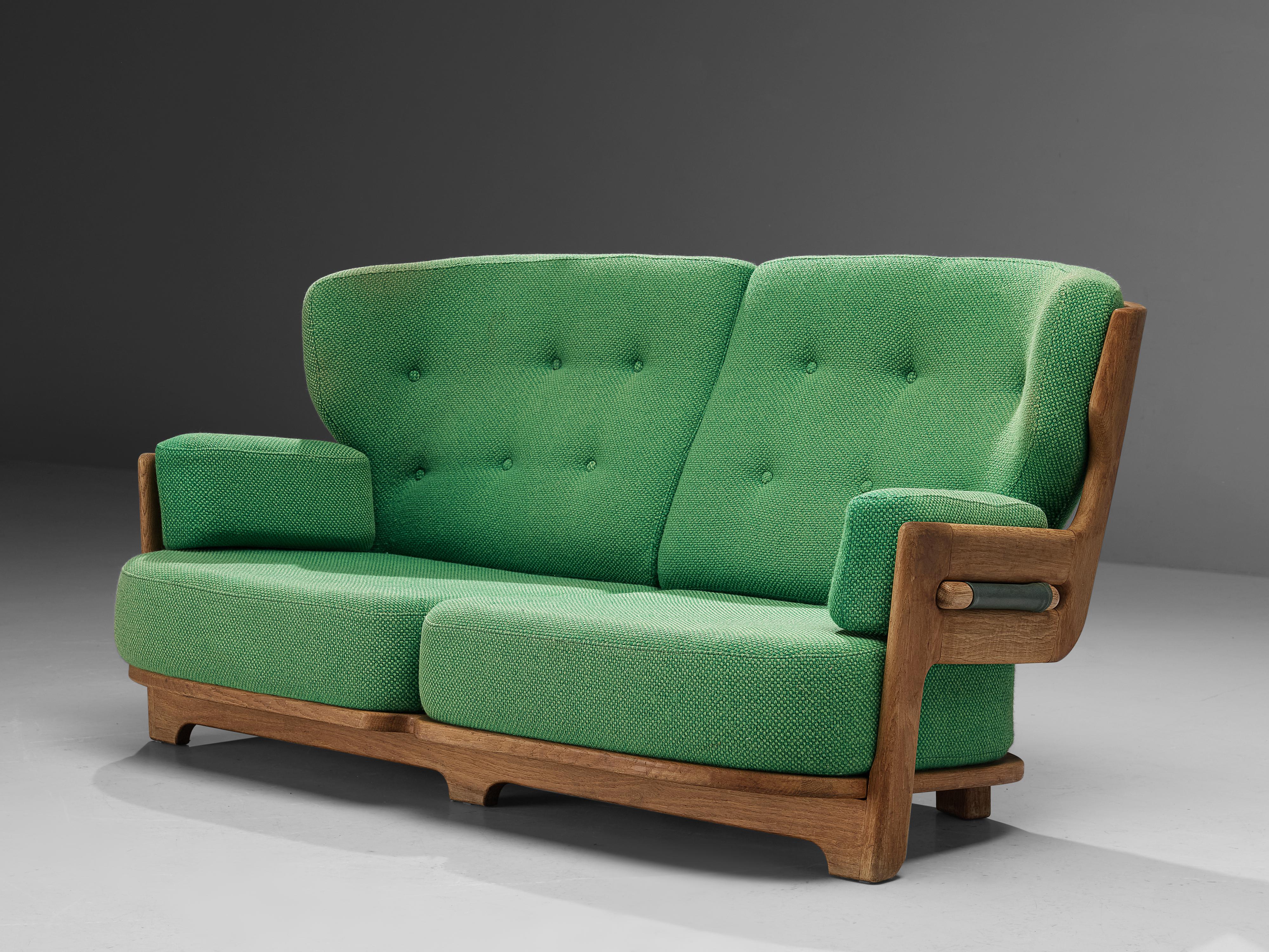 Mid-20th Century Guillerme & Chambron Lounge Set Model 'Denis' in Solid Oak