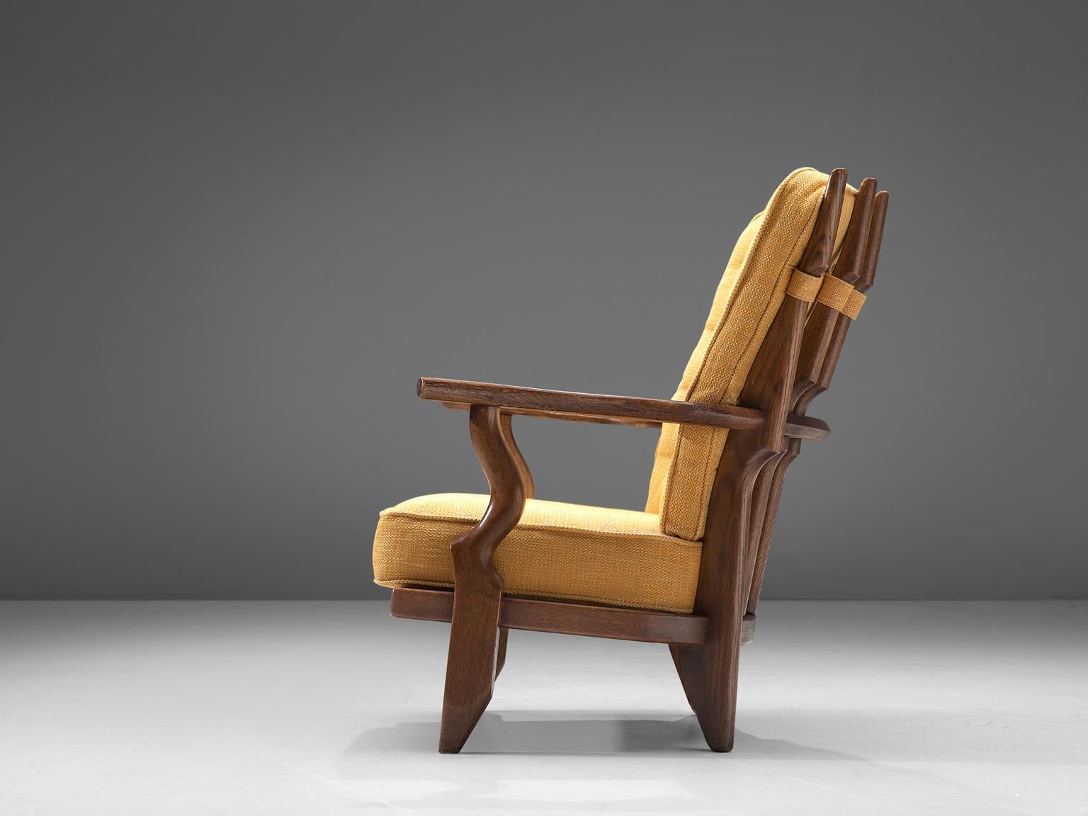 Mid-Century Modern Guillerme and Chambron 'Mid Repos' Lounge Chair in Solid Oak