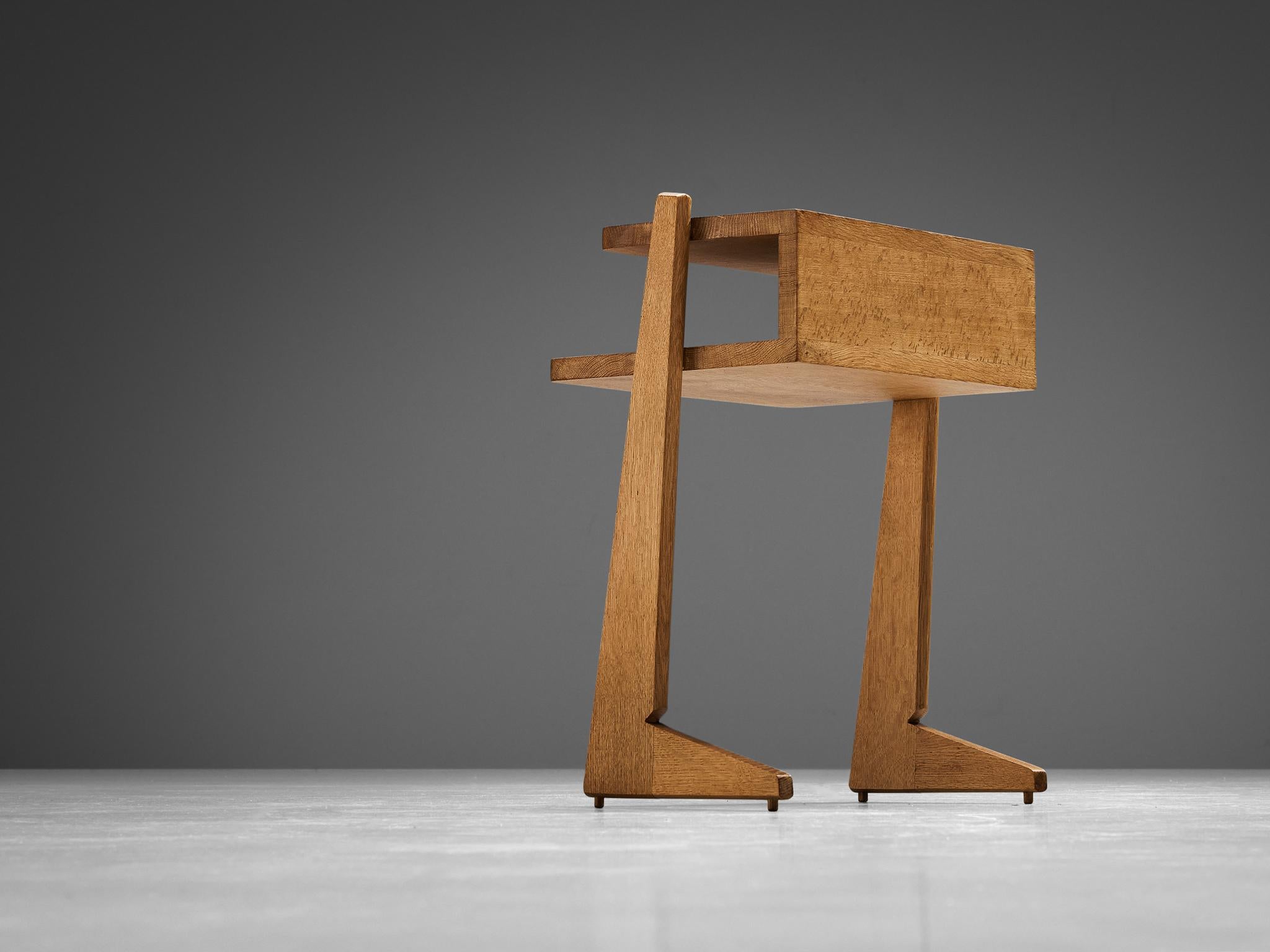 Mid-20th Century Guillerme & Chambron Nightstand in Solid Oak 