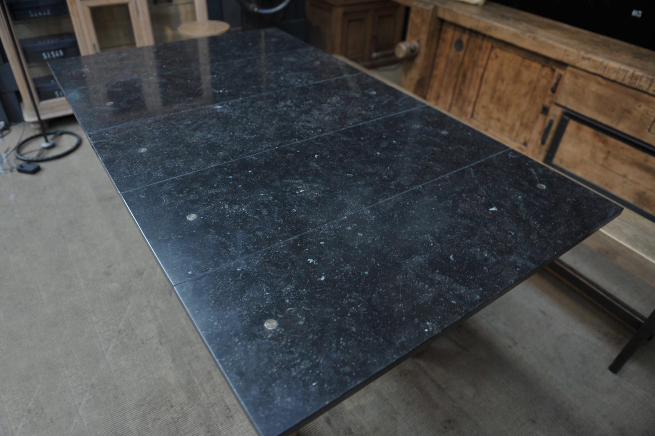 Guillerme and Chambron Oak and Black Stone Dining Table, 1950 at