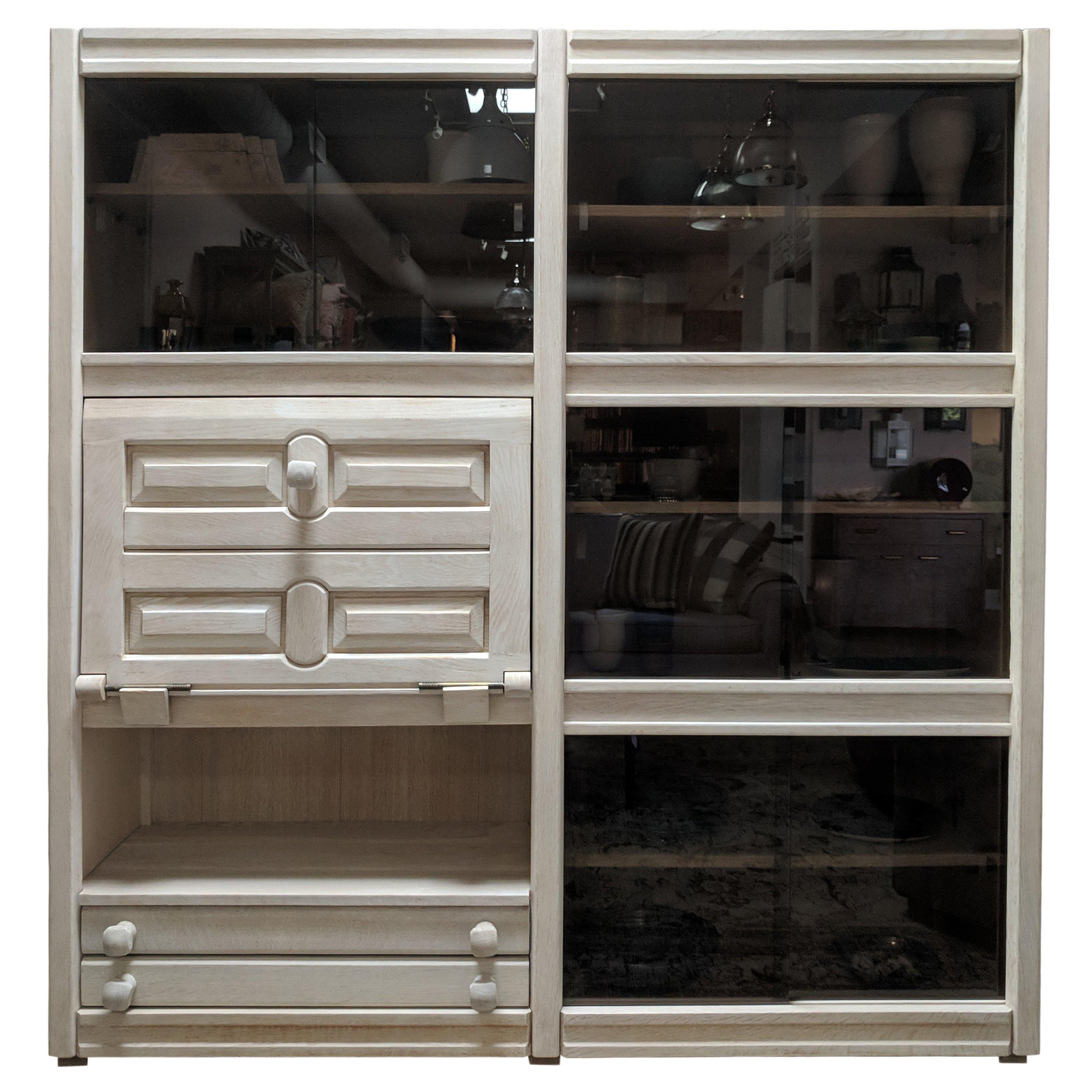 Guillerme & Chambron Oak Cabinet with Glass